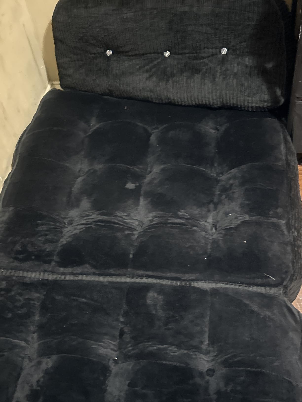 Folding Sofa Bed, Flannel Futon Couch Bed with Pillow and Blanket, Convertible Sleeper Chair for Small Space Apartment Guest Room, Black customer photo 2