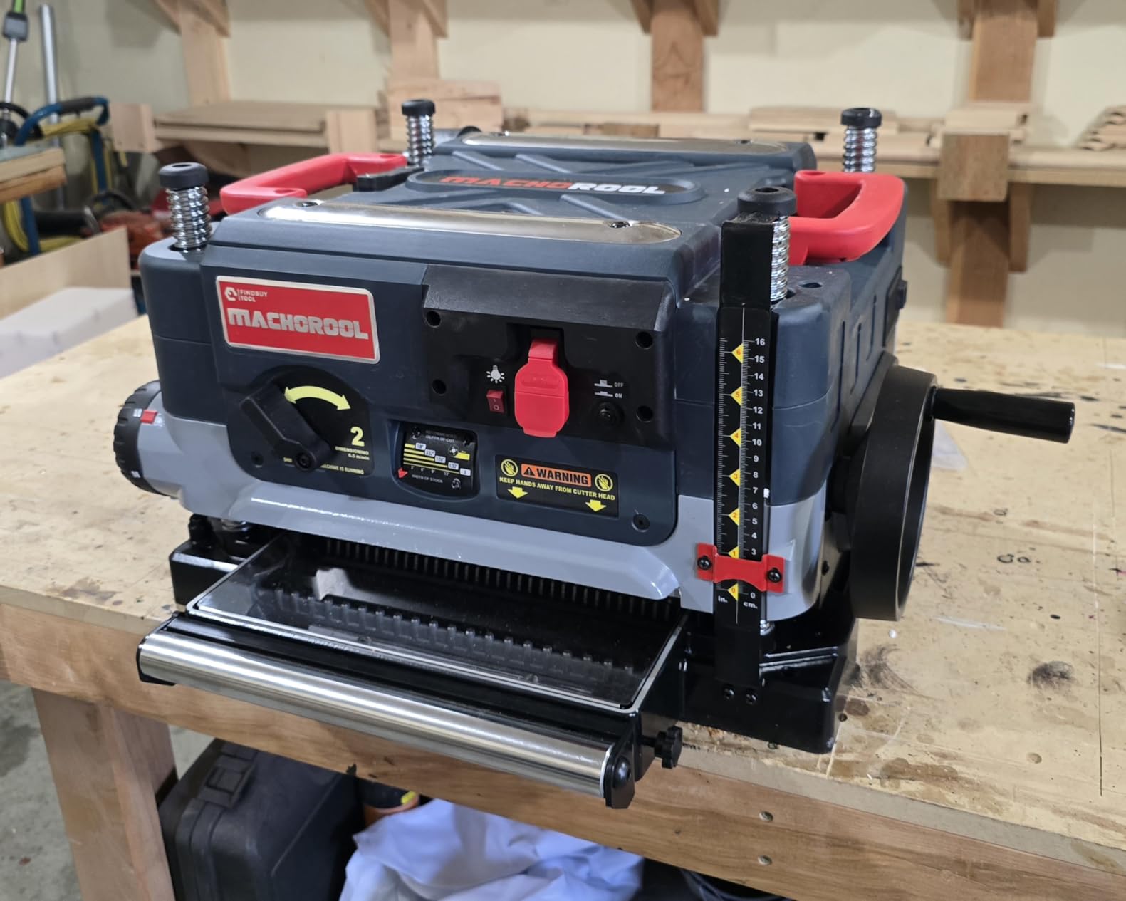 FINDBUYTOOL 13-Inch Thickness Planer with Helical Cutterhead - 2.5HP Motor, 2-Speed (21/12 FPM), 40 Carbide Inserts customer photo 1