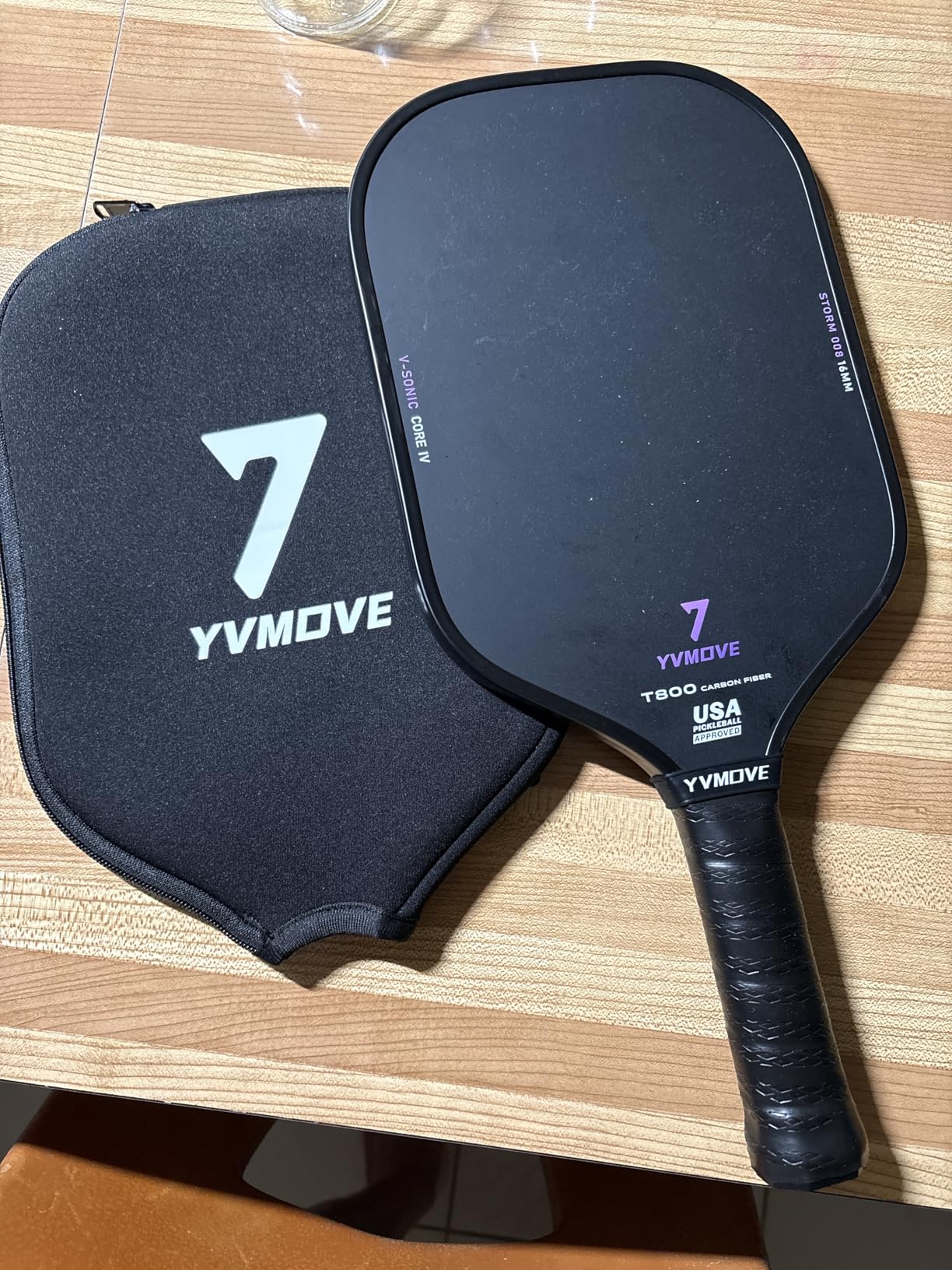 YVmove 16mm 18K T800 Carbon Fiber Pickleball Paddle, USAPA Approved | Raw Carbon Texture for Exceptional Spin customer photo 2
