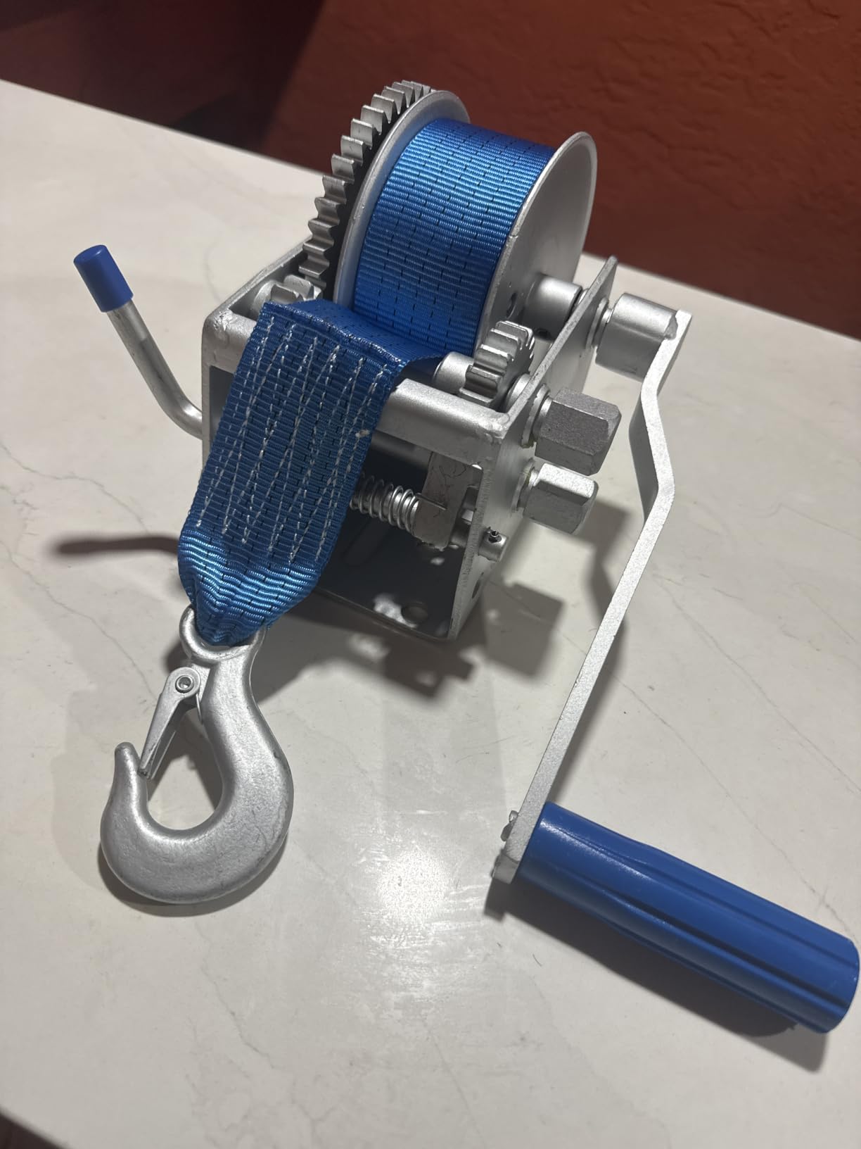 Heavy Duty Boat Winch, 4500 lbs Capacity, All Steel Construction with 2 Inch x 32 Feet Nylon Strap, Manual Hand Crank for Marine Trailer Loading customer photo 2