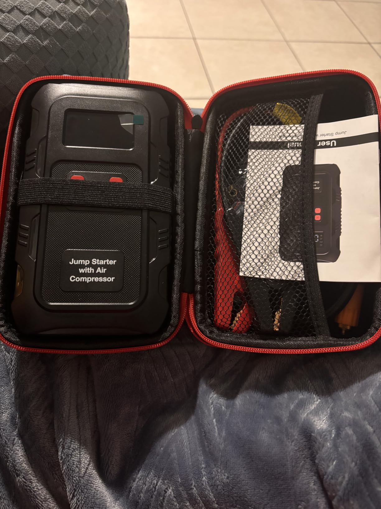 5000A Jump Starter with Air Compressor, Portable Car Battery Jump Starter with 150 PSI Tire Inflator for Up to 10.0L Gas and 8.0L Diesel Engines, 12V Jump Box Battery Charger Booster(Red) customer photo 2