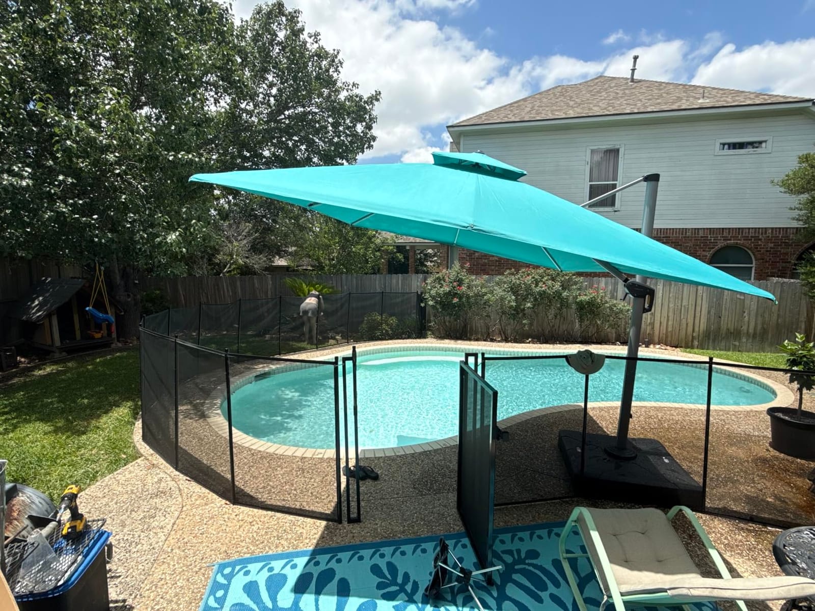 4×48FT Pool Fence, 350gsm Teslin Mesh Pool Safety Fence, Black | Durable Pool Fence With Stainless Steel Feet, Triple Stitching Craftsmanship, Protecting Children and Pets customer photo 1