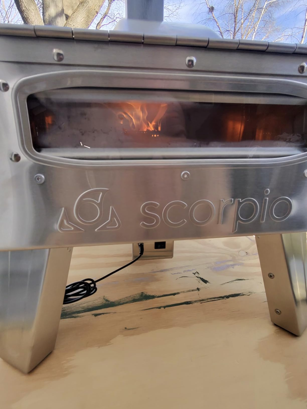 SCORPIO Pizza Oven - Dual Fuel Wood & Propane Portable Outdoor Pizza Oven with 16 Inch Rotating Stone - 90 Second Cook at 850-900F - Ultra Durable 304 Stainless Steel - Ceramic Viewing Window customer photo 1