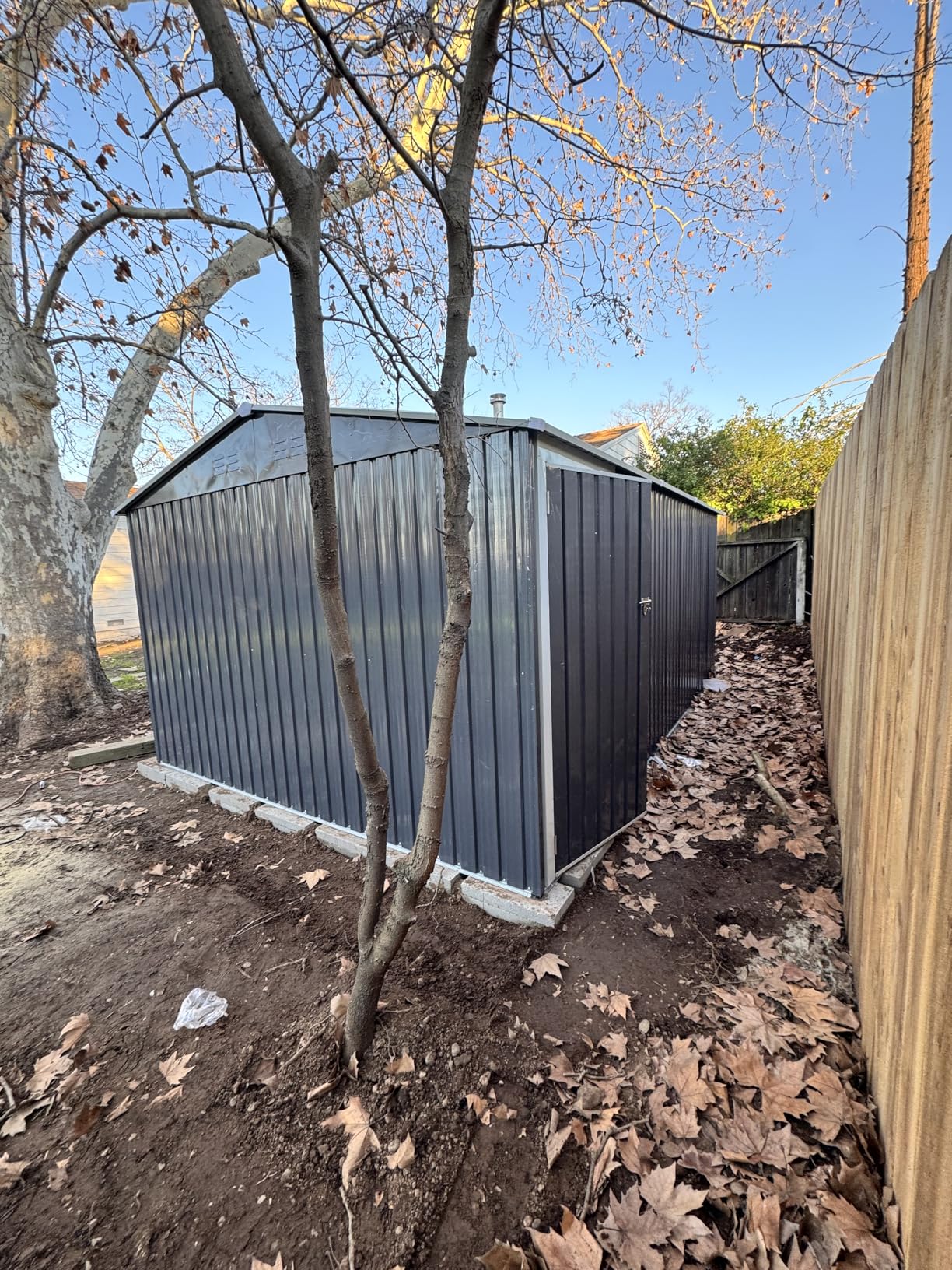 YOPTO 12x14FT Outdoor Storage Shed Metal Shed W/Floor Frame,Garden Tool House W/ 4 Air Vents,Lockable Double Doors & Sloped Roof,for Patio,Lawn,Backyard,Light Gray customer photo 1