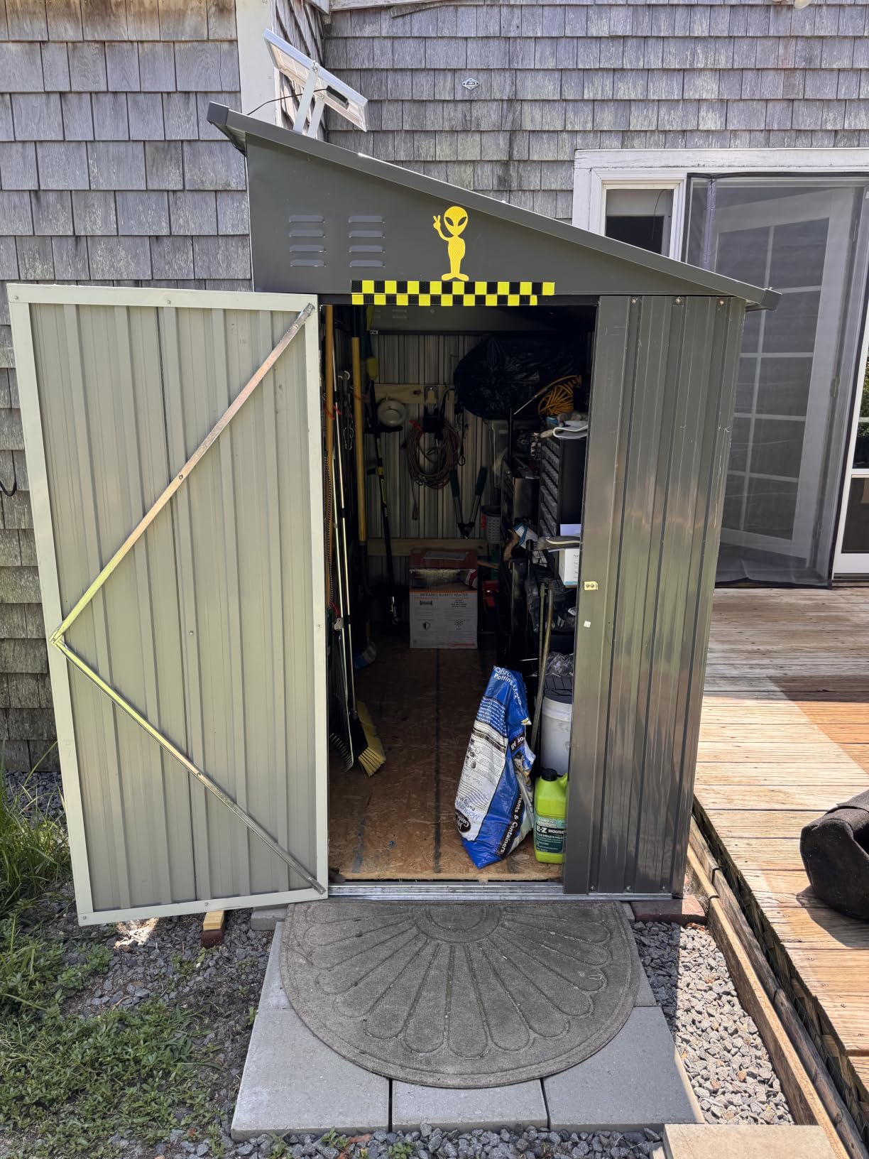 YOPTO 12x14FT Outdoor Storage Shed Metal Shed W/Floor Frame,Garden Tool House W/ 4 Air Vents,Lockable Double Doors & Sloped Roof,for Patio,Lawn,Backyard,Light Gray customer photo 2