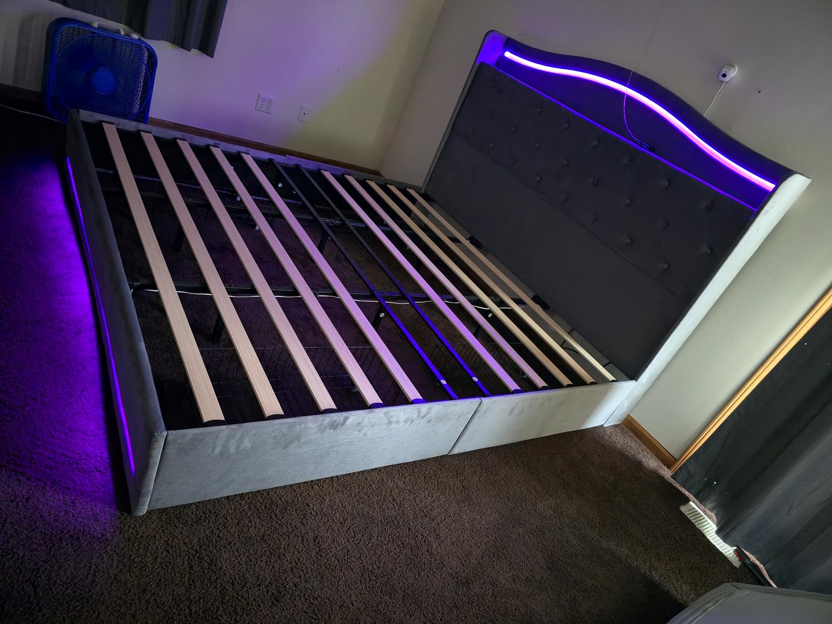 YITAHOME King Size Bed Frame with 3 Storage Drawers and RGB LED Lights | Velvet Upholstered Bed with Charging Station and Storage Headboard, No Box Spring Needed, Easy Assembly, Noise-Free, Grey customer photo 1