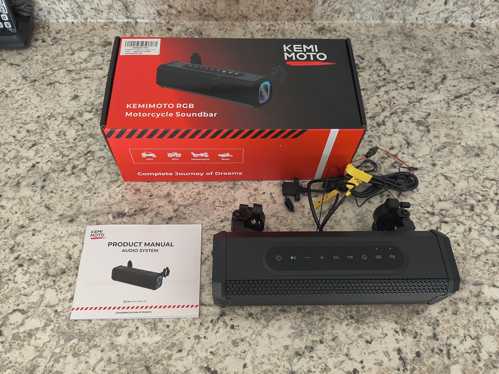 KEMIMOTO 10.6 Inch Motorcycle Speakers Compatible with Bluetooth 50W RMS Sound Bar, RGB Lights, IP66 Water Resistant, Fits 7/8