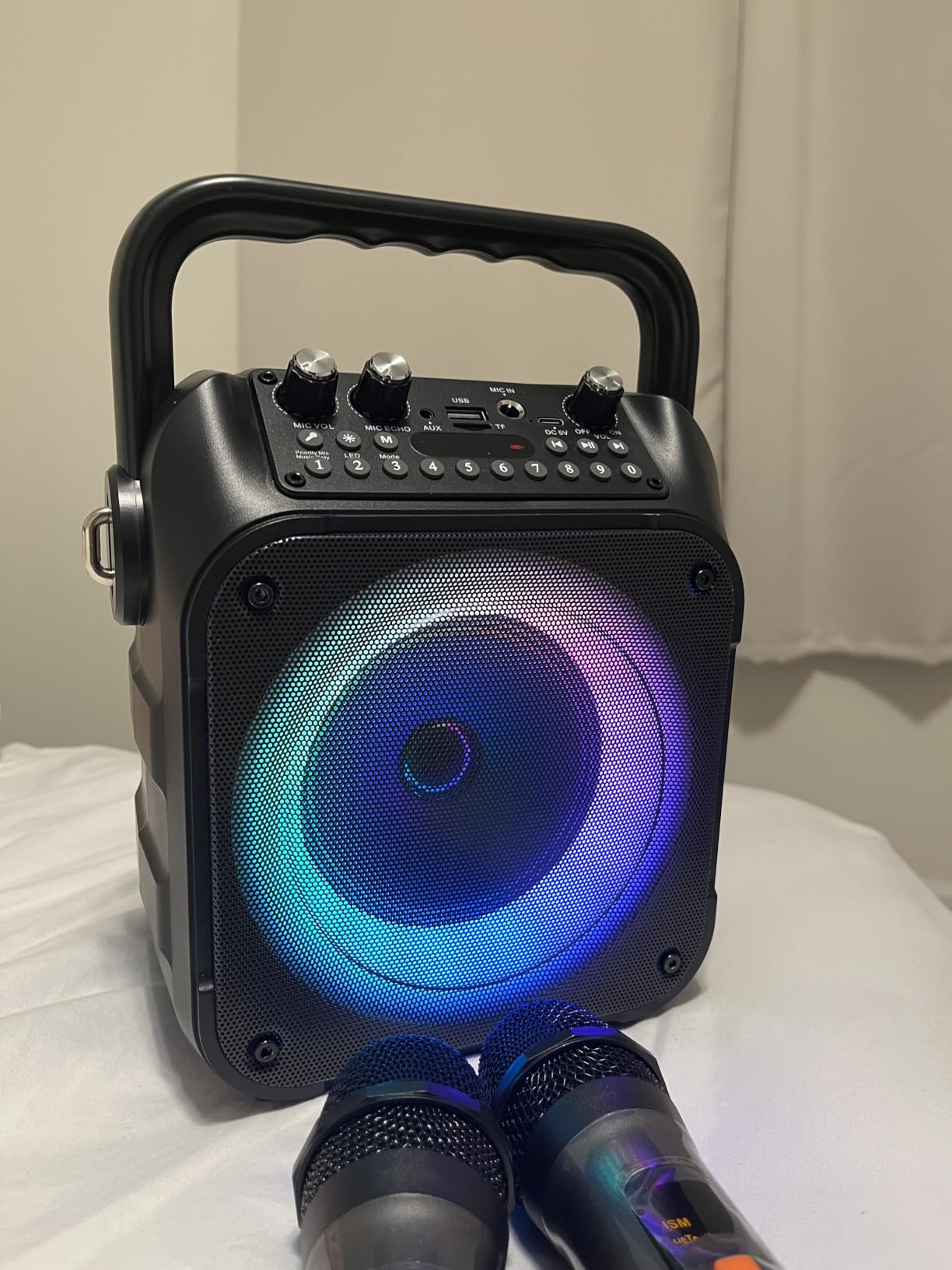 Karaoke Machine, Portable Bluetooth Speaker with 4 Wireless Microphones for Adults & Kids with Lights, Karaoke Microphone with PA System Supports USB/TF/FM/AUX for Home Party Home System Packages customer photo 2