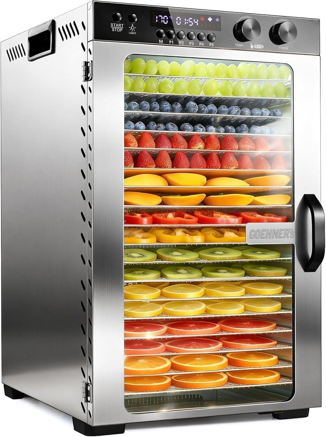 Commercial Food Dehydrator Machine 18 Trays, 1100W Stainless Steel Food Dryer 18 ft² with Digital Display, 5 Presets and 48H Timer, 86-194°F for Jerky, Meat, Fruit, Herbs customer photo 1