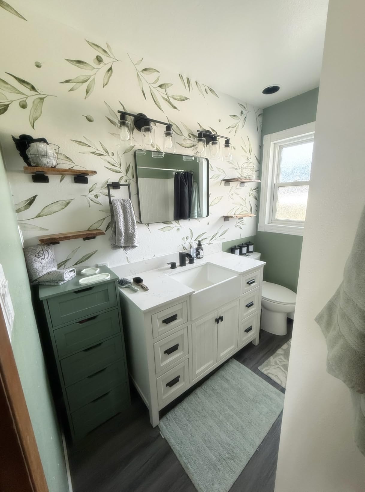 48 Inch Bathroom Vanity with Sink, Freestanding Single Sink Bathroom Vanities with Soft Close Doors & Drawers, Carrara Stone Top & Backsplash, No Assembly Required, Black customer photo 1