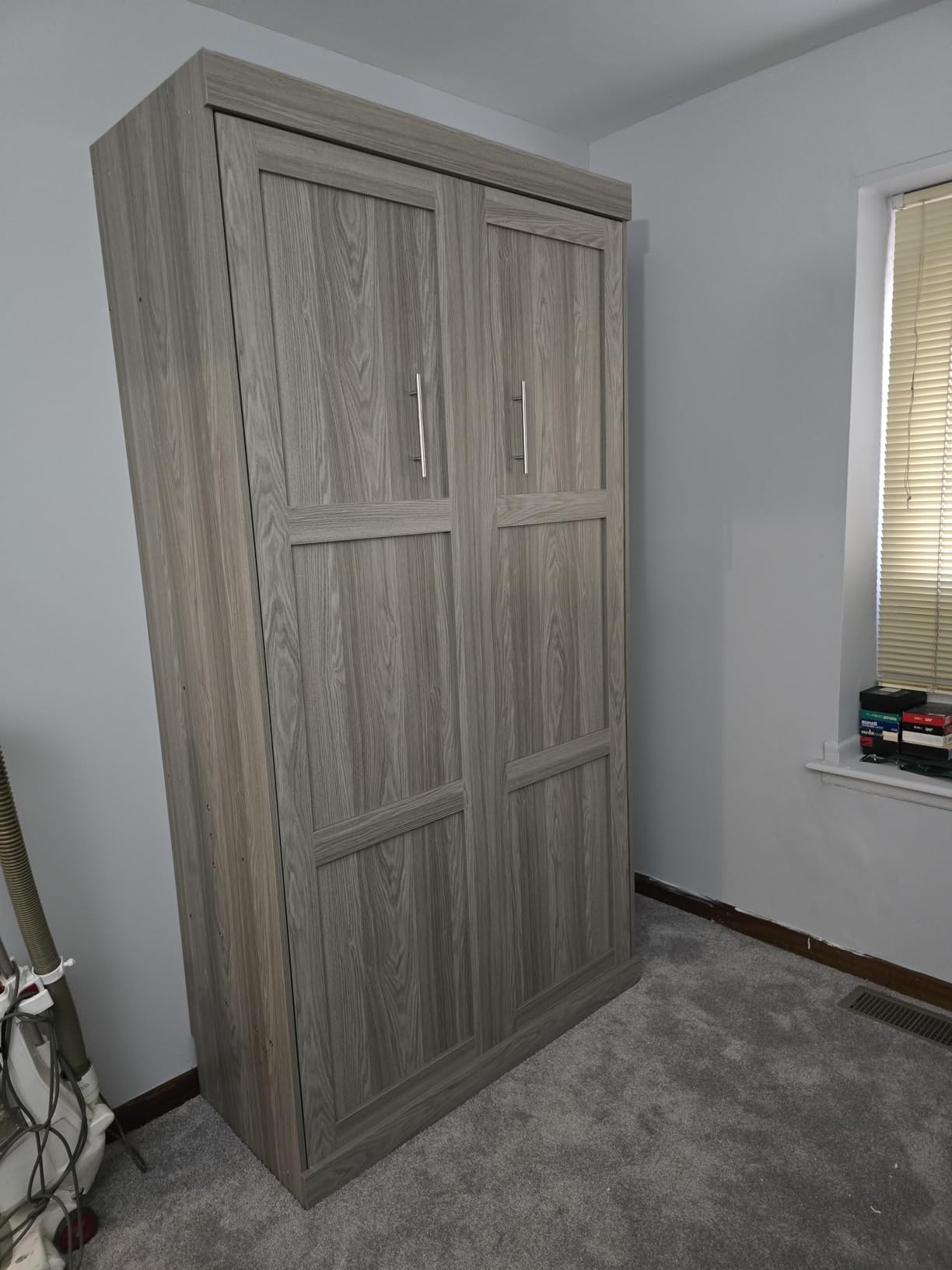 RuiSiSi Twin Size Murphy Bed Cabinet, Wooden Hideaway Wall Bed Cabinet, Space-Saving Murphy Bed with Gas Struts for Home Office Small Room, Can Be Folded into a Cabinet, Espresso customer photo 1