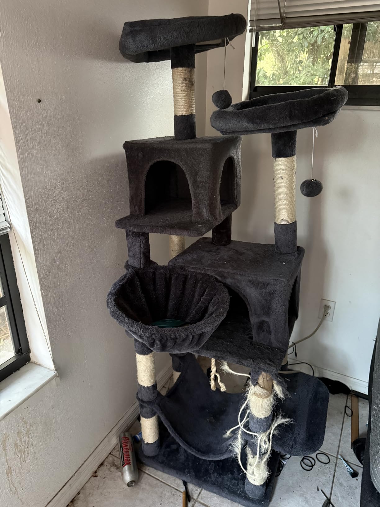 Taoqimiao Heavy Duty Cat Tree, 73In Sturdy Cat Tower for Large Cats 25lbs+ | 2 Widen Condos, Enlarged Sleeping Platform, 9 Scratching Posts, 2 Cozy Baskets, Cat Toys, Smoky Gray, F30G customer photo 2