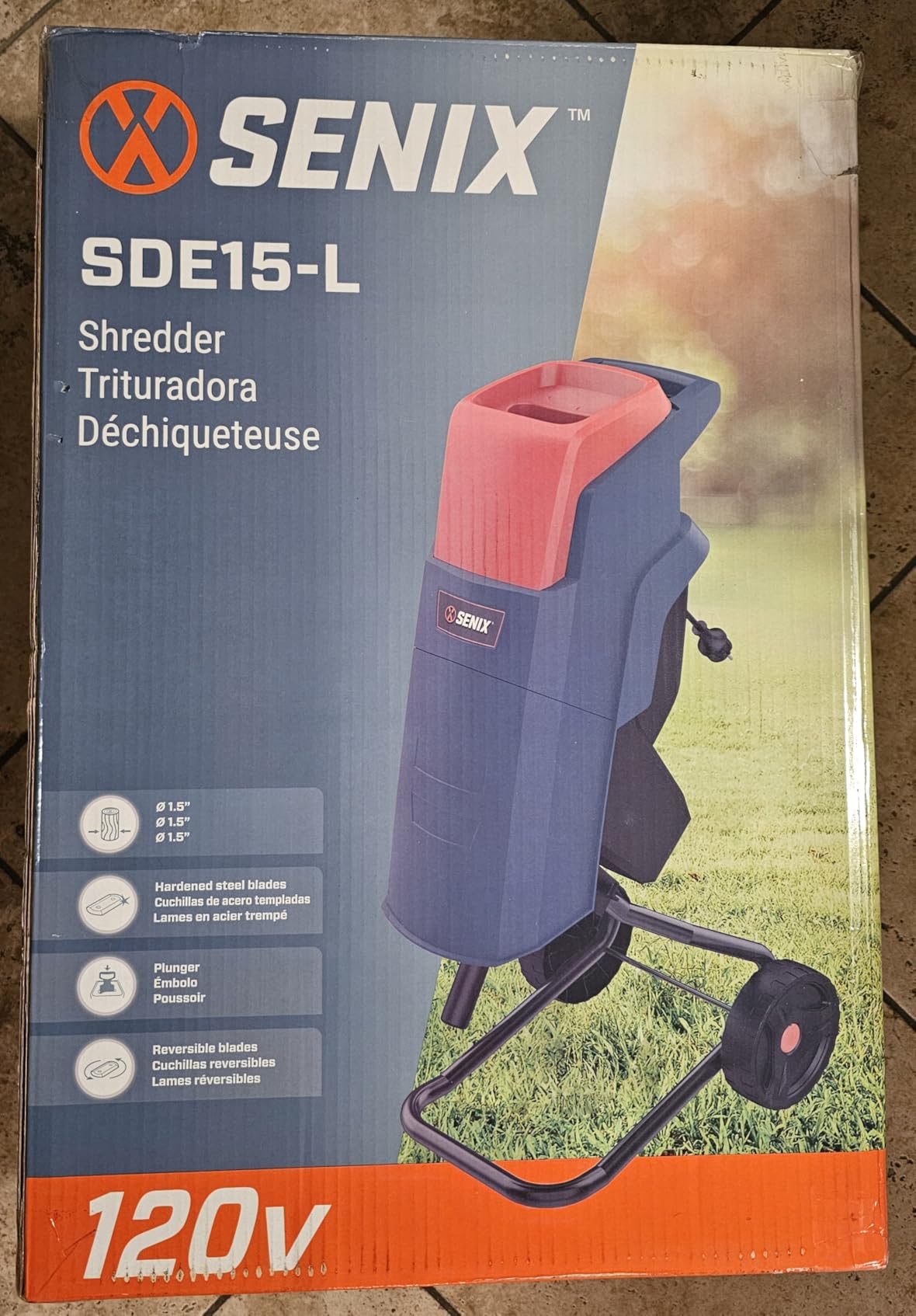 SENIX Wood Chipper, 15-Amp Electric Shredder, Cord Mulchers - 22:1 Reduction, 4000RPM, 1.6 Inch Cutting Diameter, with 11-Gallon Collection Bag customer photo 2