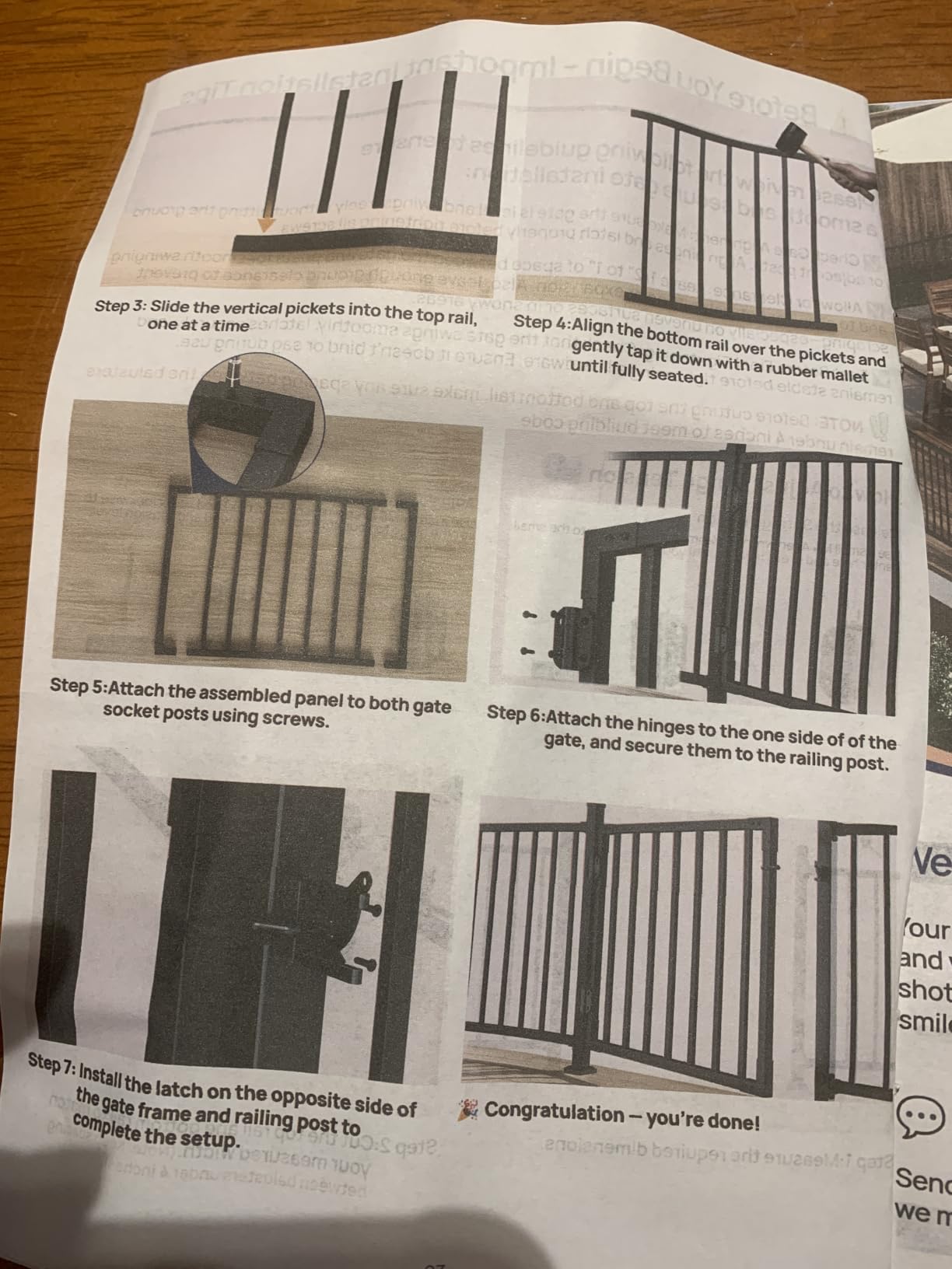 4ft.W x 42in.H Aluminum Deck Gate, Welded Anti-Sag Frame, No Rust | AAMA2604 Powder-Coat, Lightweight Cuttable Gate for Deck Stairs, Porch and Fence (with Self-Closing Hinges and Latch) customer photo 1