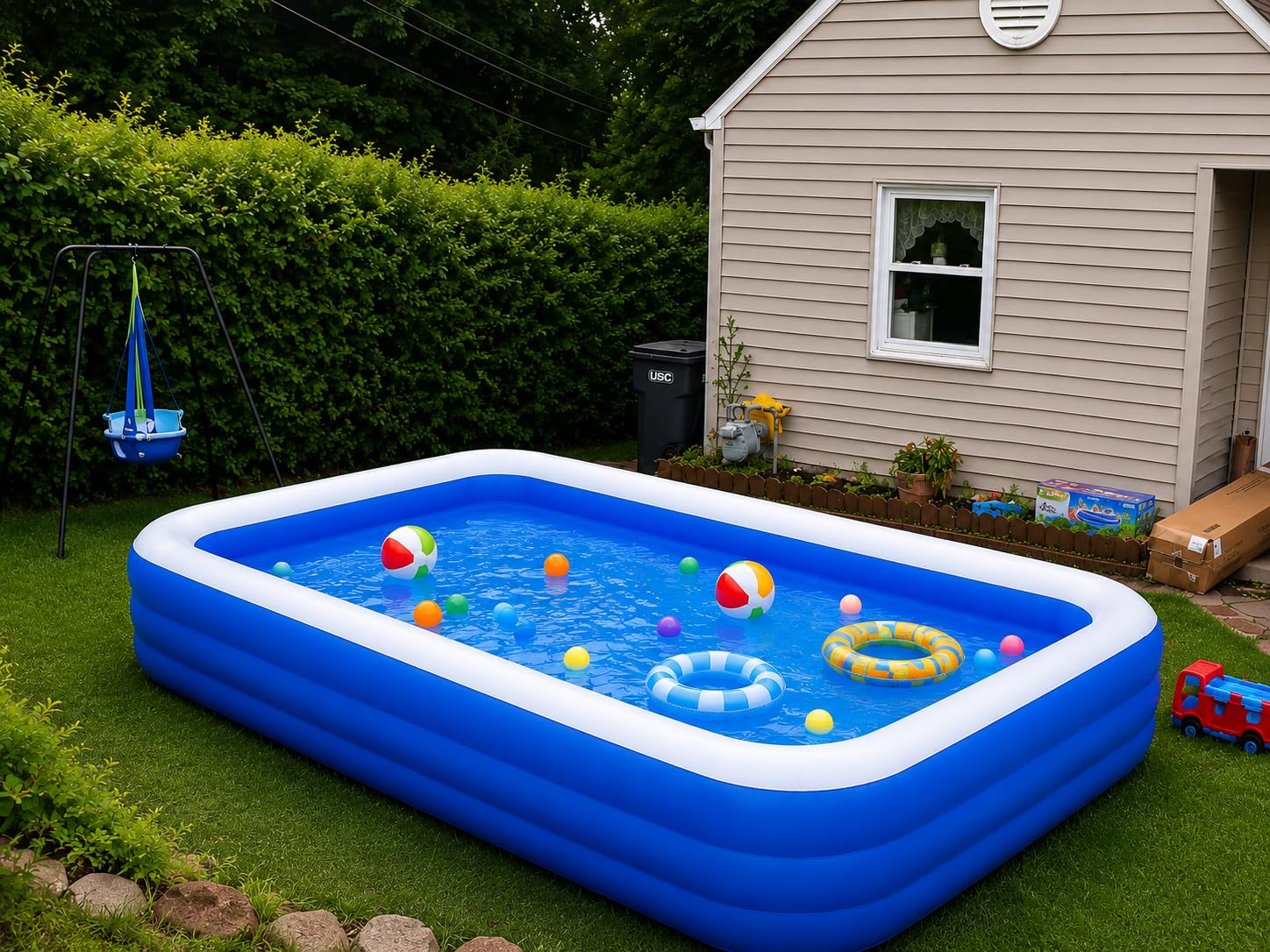 Extra Large Inflatable Pool for Adults, 145 x 74 x 22 Inch Oversized Family Swimming Pool customer photo 2