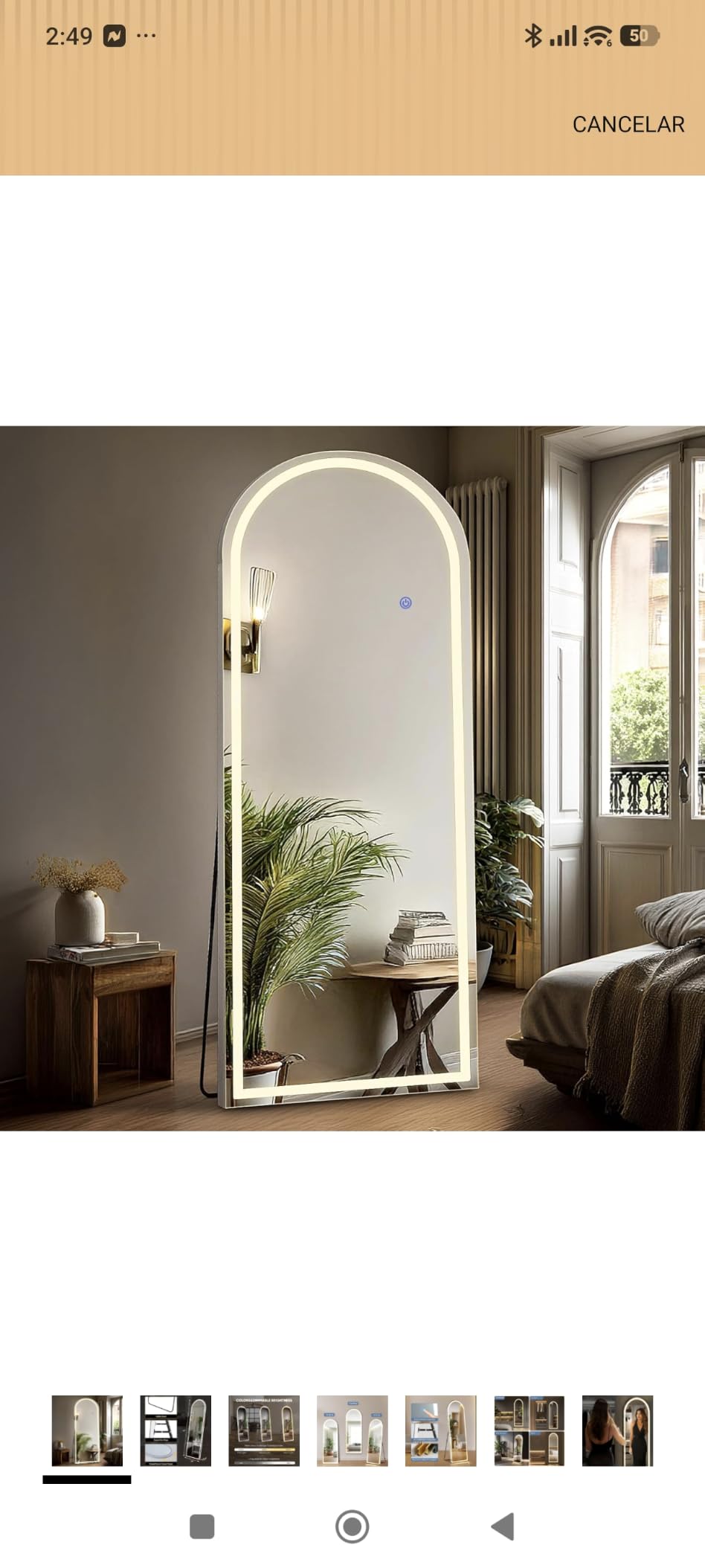 DUMOS Arched LED Mirror Full Length Standing, 16