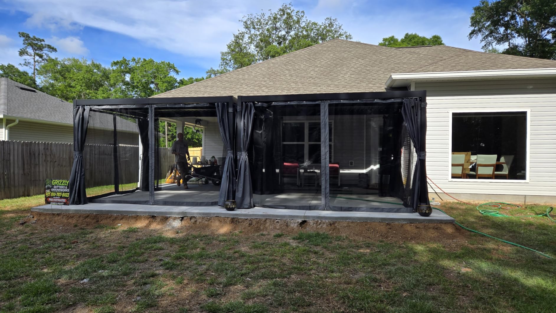 MELLCOM 10x12 Louvered Pergola Adjustable Roof w/Curtains & Mesh | Heavy-Duty Rustproof Frame, Hidden Drainage. Crank Roofs, Waterproof Curtains + Bug Mesh, Low-Maintenance, All-Weather. customer photo 1