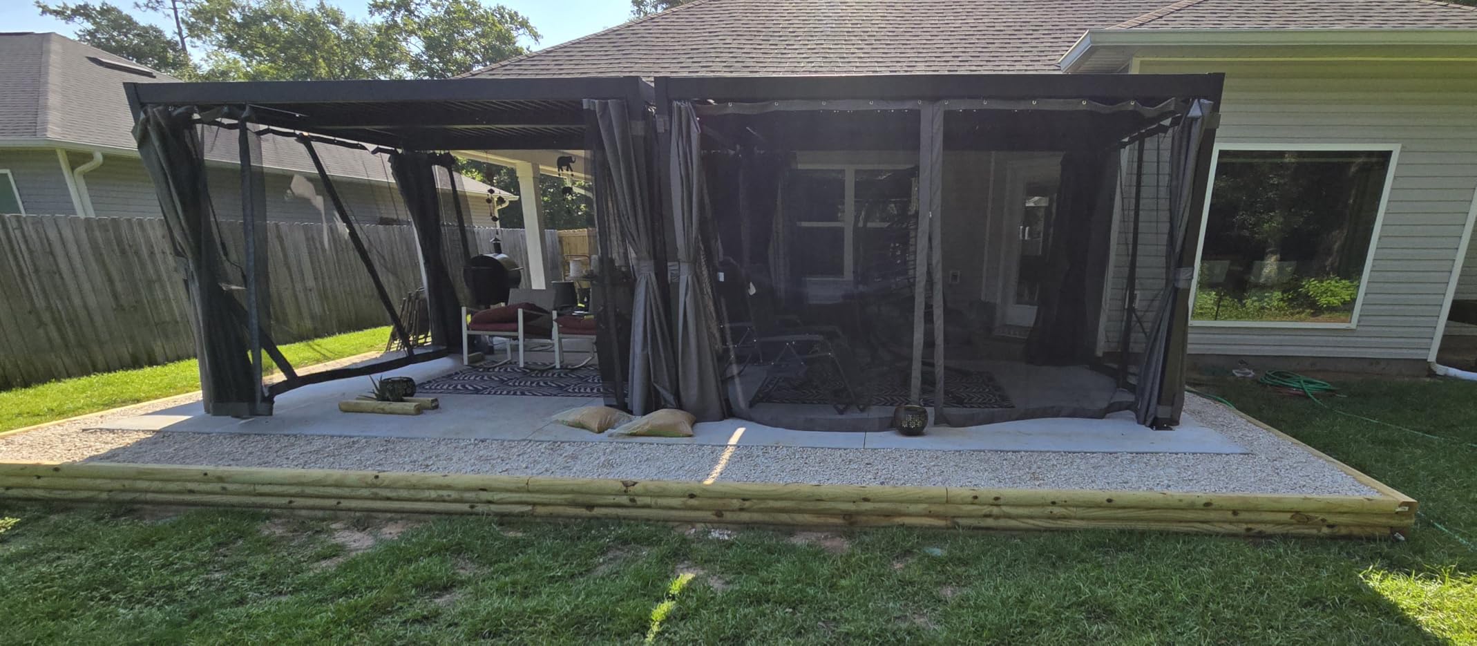 MELLCOM 10x12 Louvered Pergola Adjustable Roof w/Curtains & Mesh | Heavy-Duty Rustproof Frame, Hidden Drainage. Crank Roofs, Waterproof Curtains + Bug Mesh, Low-Maintenance, All-Weather. customer photo 2
