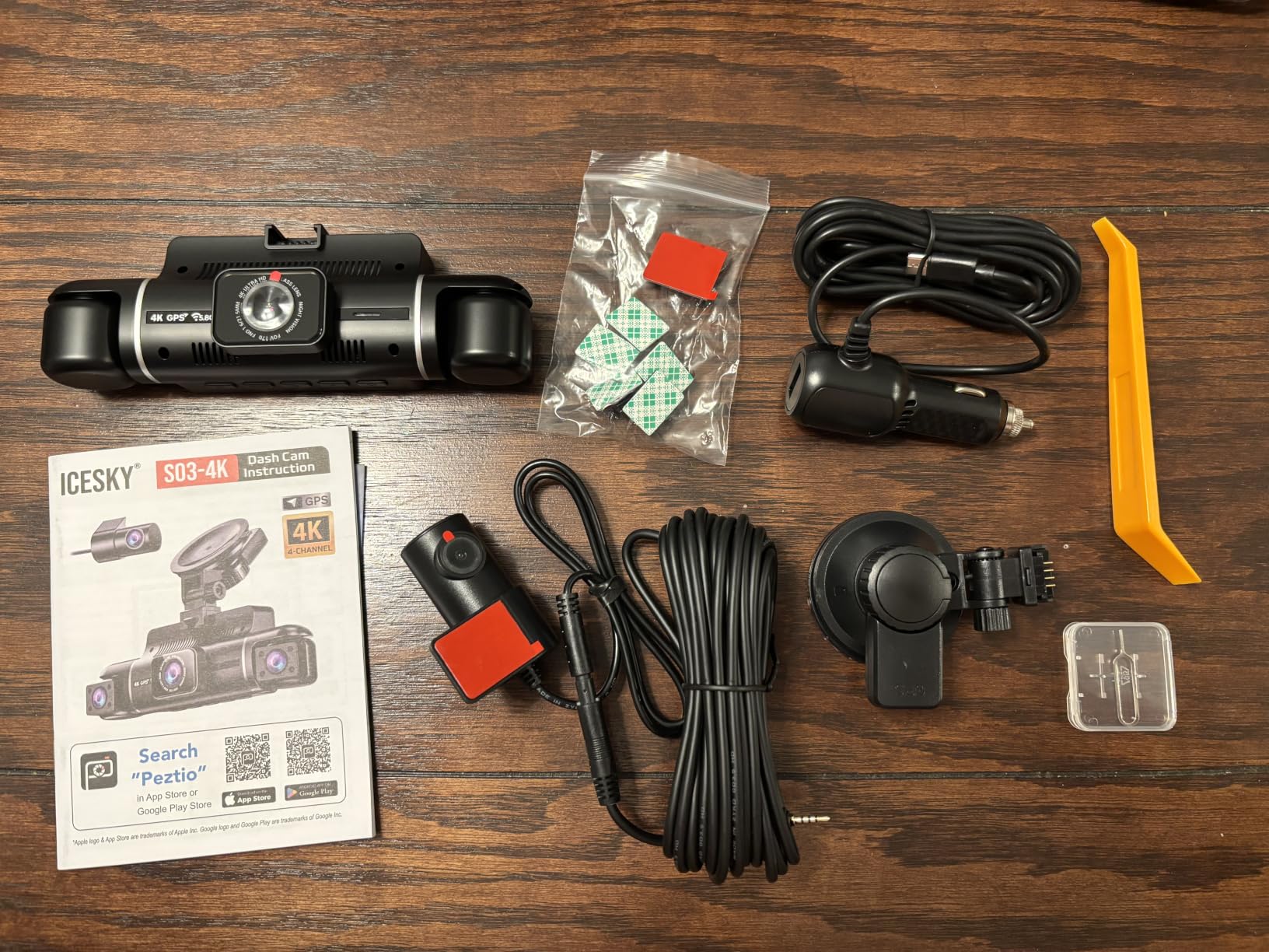Icesky S03 4K Dash Cam Front Rear Inside Left Right with GPS, Free 128GB SD Card, 5.8GHz WiFi 6, 4 Channel 360° Dash Camera, G-Sensor 8 IR Light, Parking Mode, Black customer photo 2
