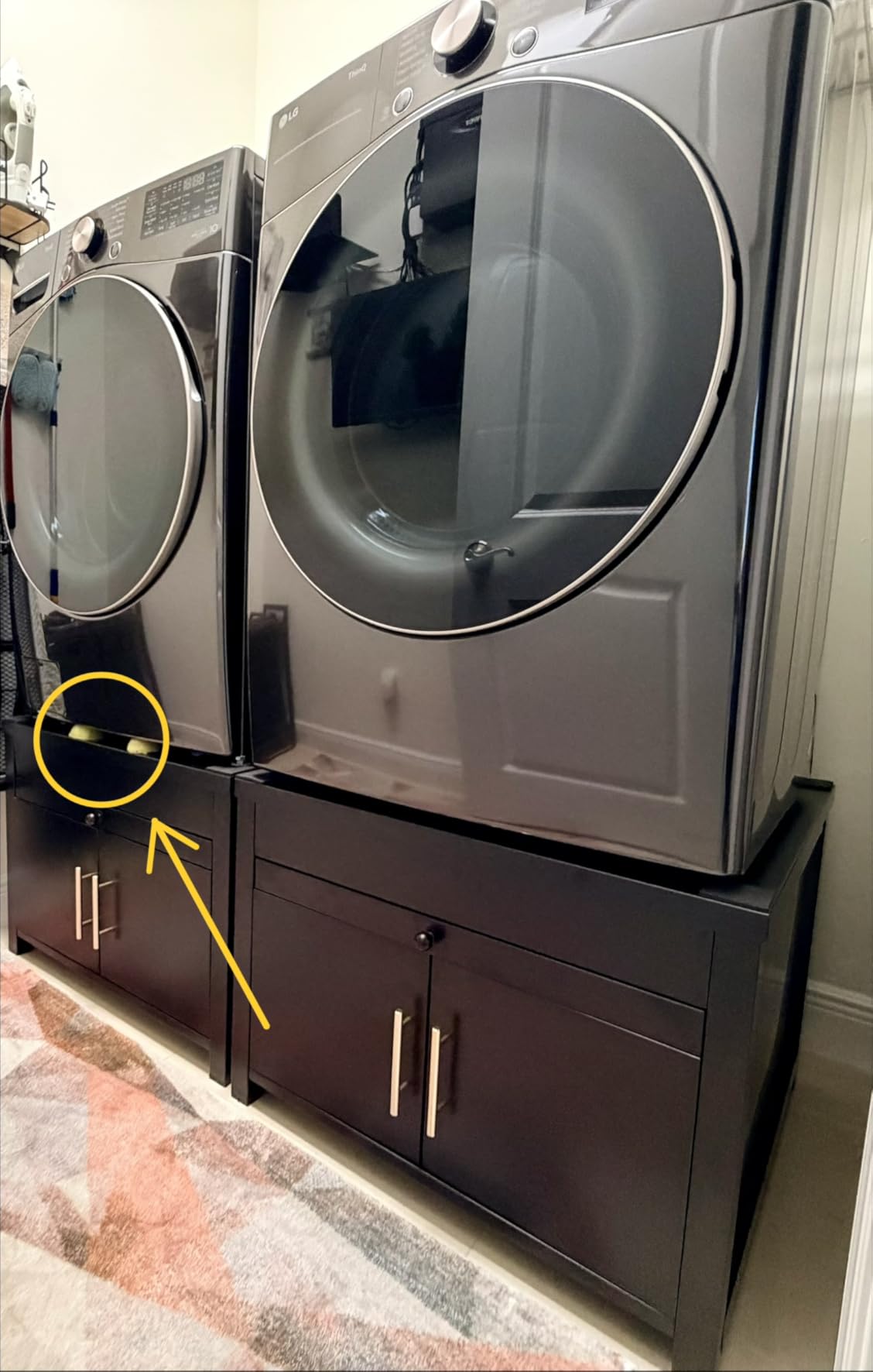2 Pack Laundry Pedestal for Washer Dryer Stand 700LBS Shock-Proof | with Pull-Out Shelf Hidden Storage Drainage, Heavy Duty Base, White customer photo 1