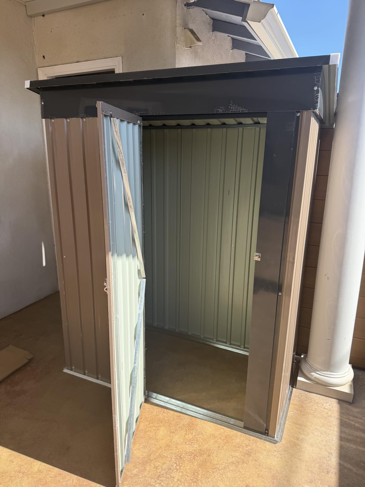 Patiowell 10 x 12 FT Outdoor Storage Shed with Floor Frame, Metal Shed | Large Steel Tool Outside Sheds with Sloping Roof and Lockable Door for Backyard Garden Patio Lawn, Gray customer photo 2