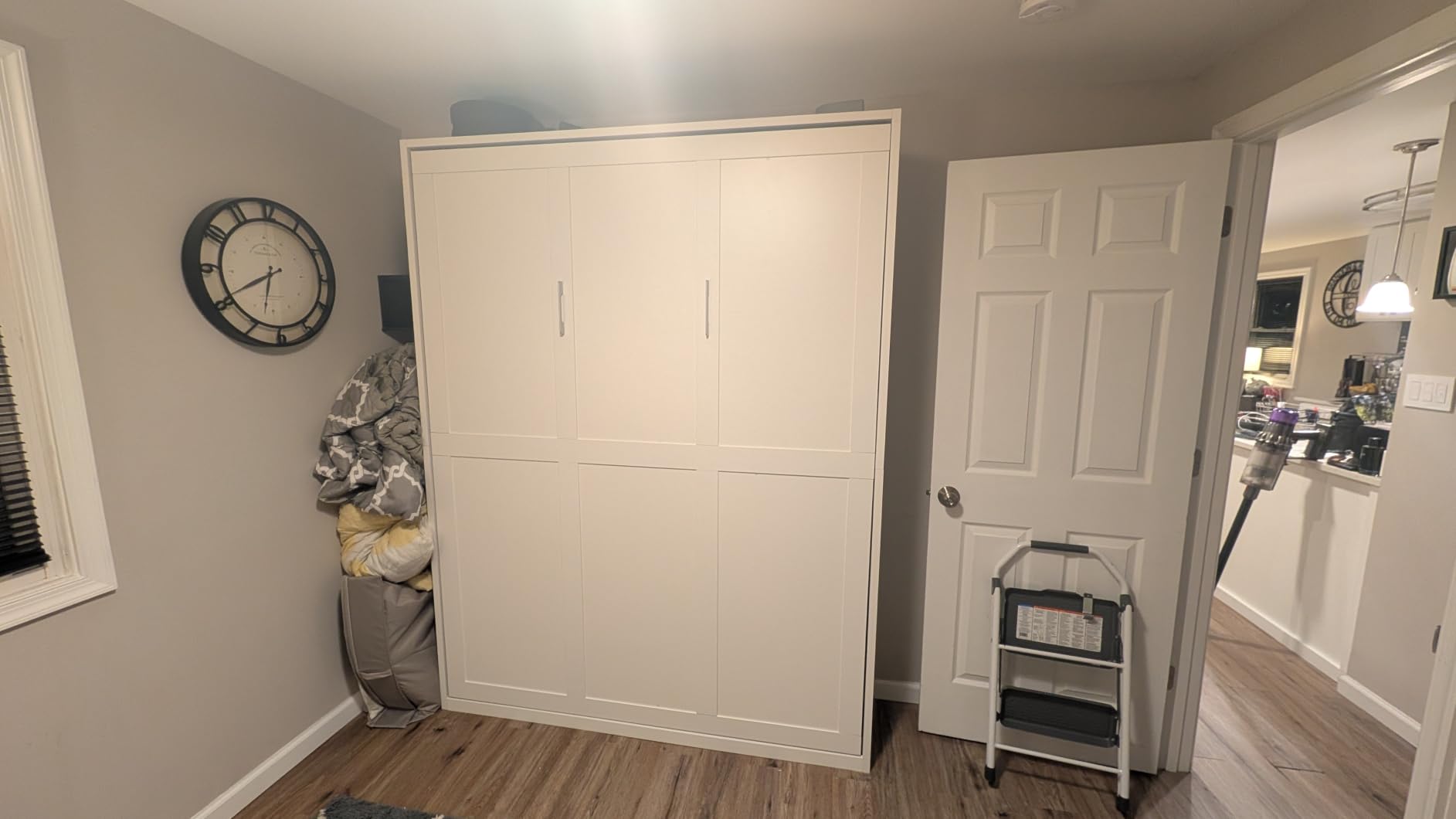 Queen Murphy Bed with Desk, Space Saving Wall Bed and Side Storage | Converts from work area to sleep space with side shelves, drawers, automatic legs customer photo 1