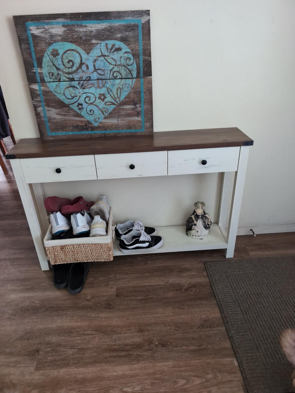VASAGLE LIRY Collection Narrow Console Table with 3 Drawers, Brown | Long Sofa Table with Storage Shelf, 9.4 x 63 x 29.9 Inch, Farmhouse Style, Easy Assembly, ULNT148K101 customer photo 2