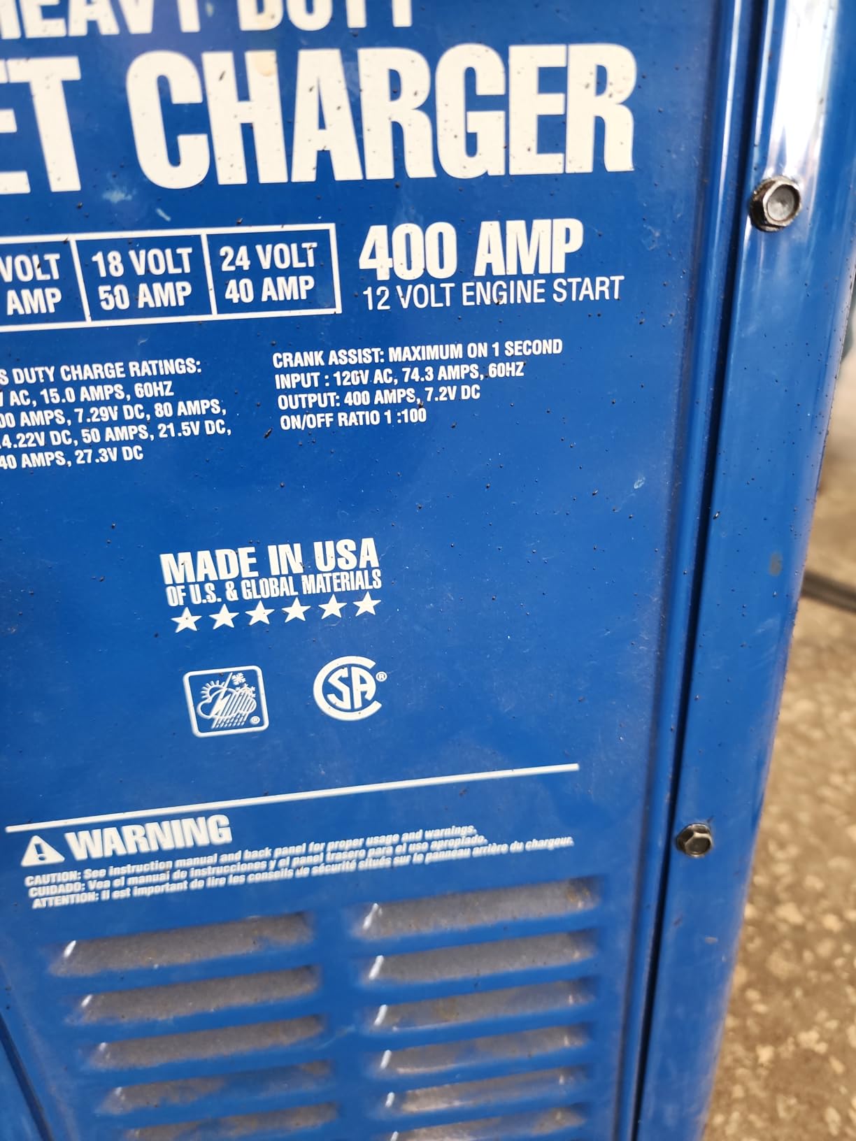 Associated Equipments 6002B 6/12/18/24V 100/80/50/40 Amp 400 Amp Charger Cranking Assist with Wheels customer photo 2