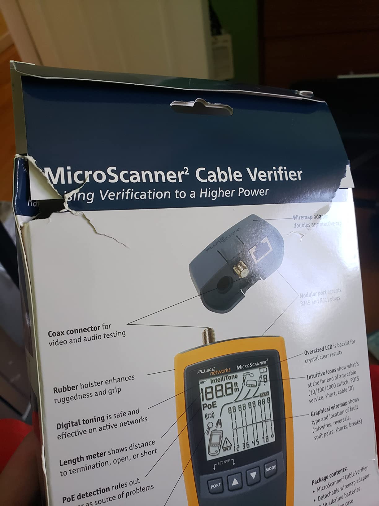 Fluke Networks MS2-100 MicroScanner2 Copper Cable Verifier with Built-In IntelliTone Toning, Troubleshoots RJ11, RJ45, Coax, Tests 10/100/1000Base-T, and Voip,yellow customer photo 1