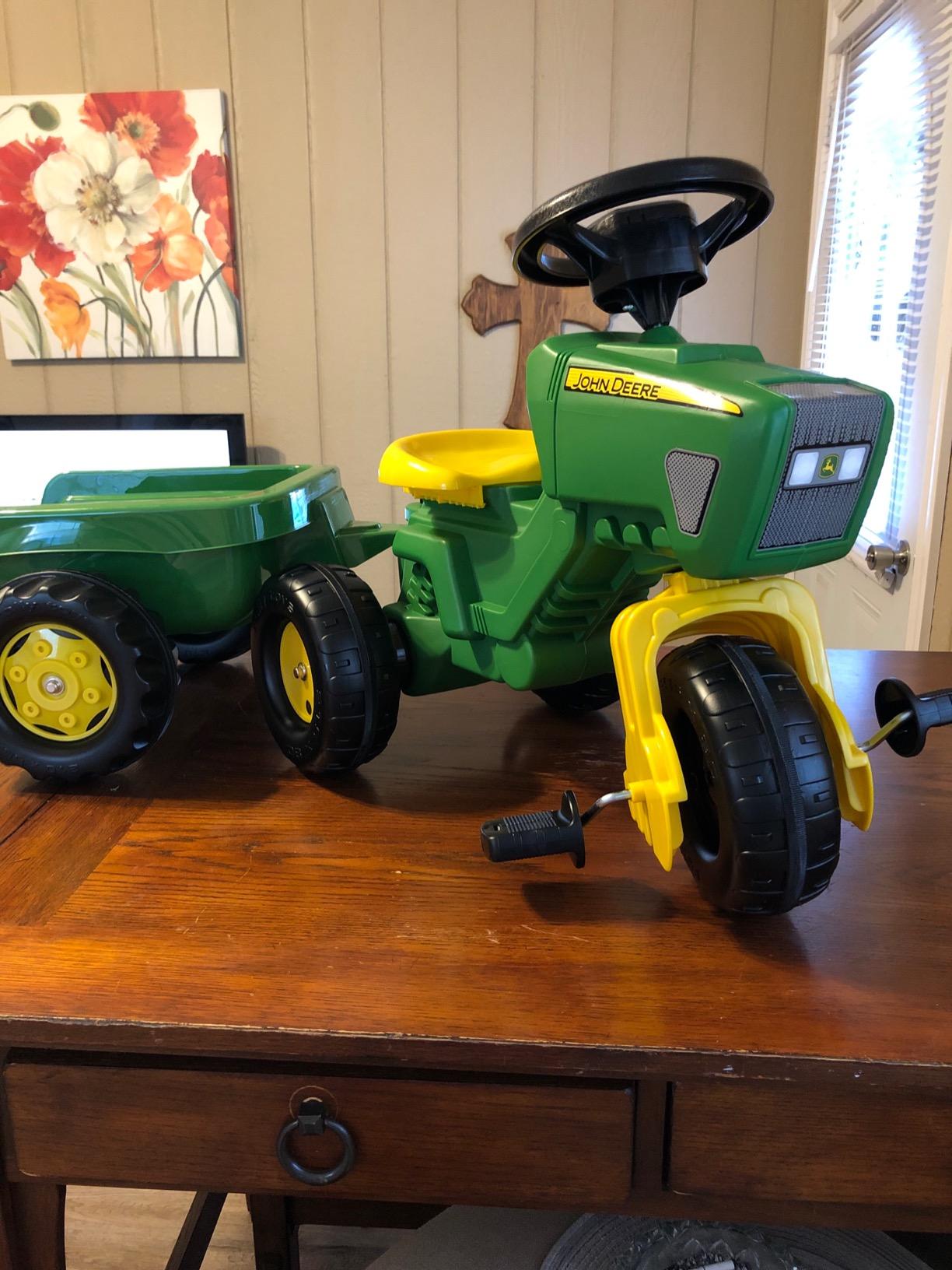 Rolly Toys John Deere 3-Wheel Trac with Trailer Ride On, Green/Yellow (52769) customer photo 1