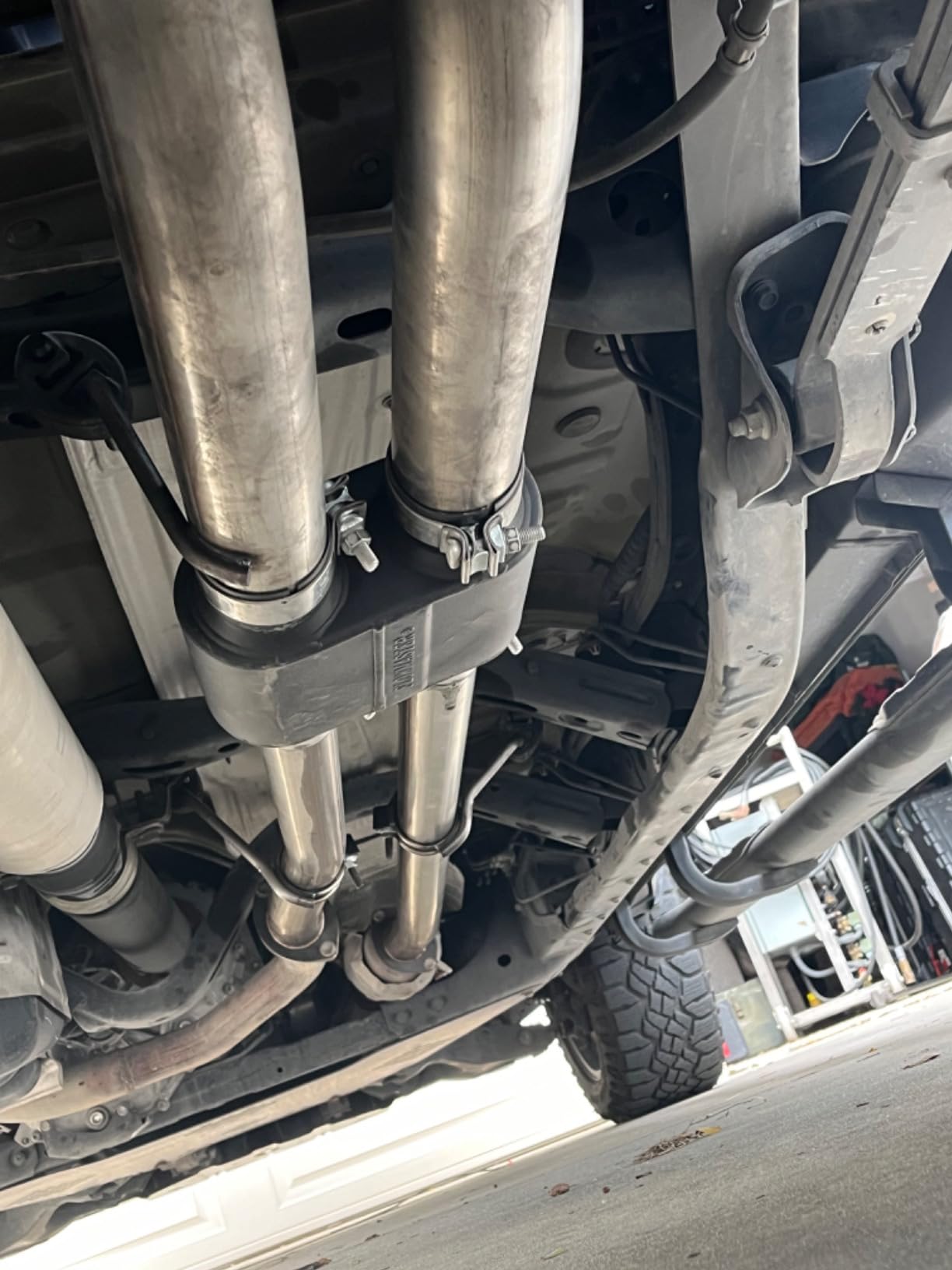 Flowmaster 817692 Outlaw Cat-Back Exhaust Kit 3 Inch Stainless Steel Dual 4 Inch Black Stainless Tips Compatible with 2009-2021 Toyota Tundra 4.6L 4.7L 5.7L exc Reg Cab Short Bed Double Cab Long Bed customer photo 1