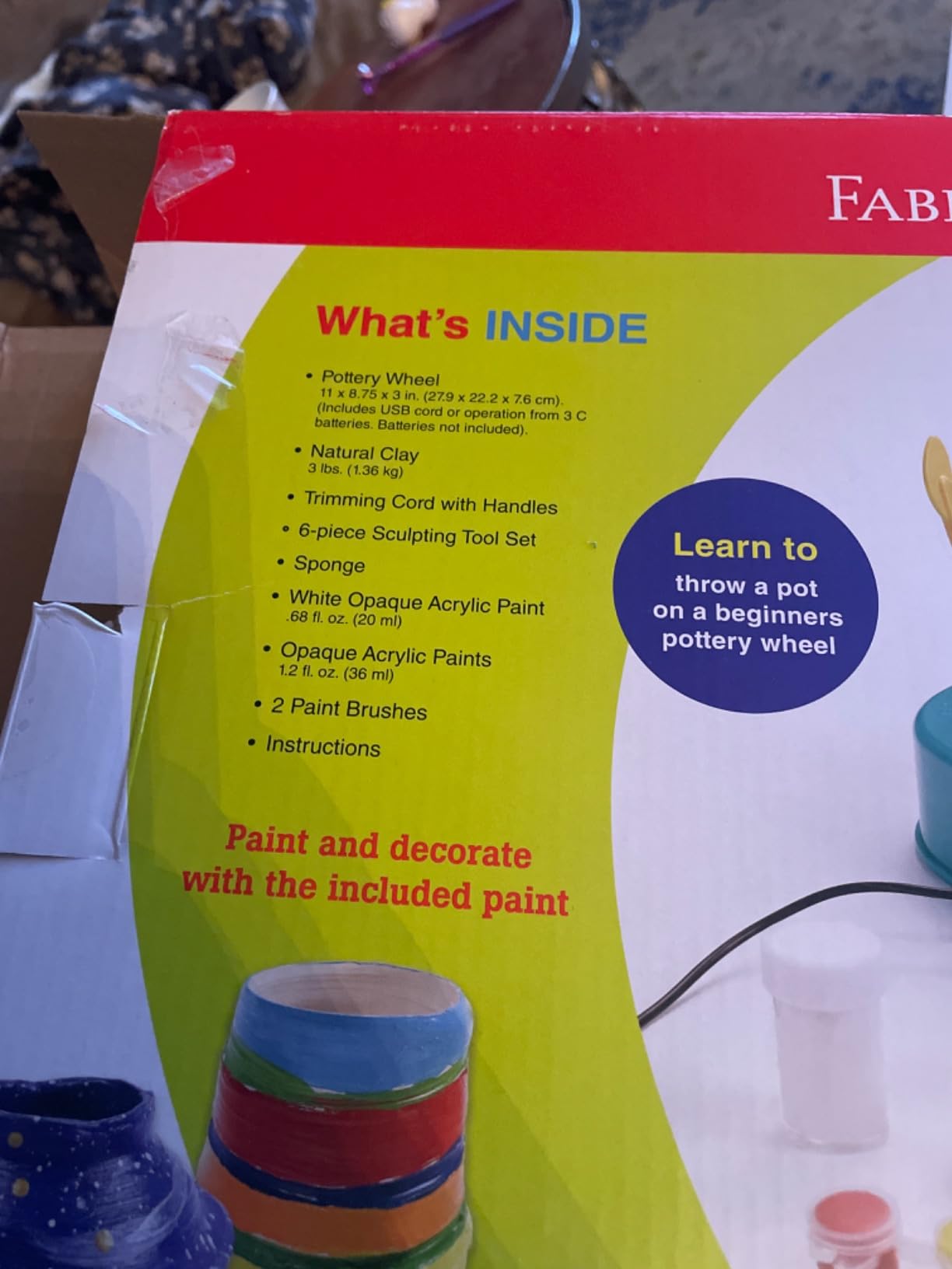 Faber-Castell Pottery Studio: Create Your Own Pottery Designs with Kid-Friendly Pottery Wheel, Air-Dry Clay, Paints, Sculpting Tools & Step-by-Step Instructions for Kids (Ages 8+) customer photo 1
