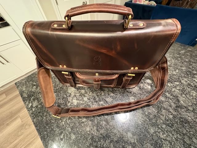 Leather Messenger Bag for Men - 16 Inch Laptop Briefcase, Office Satchel customer photo 2