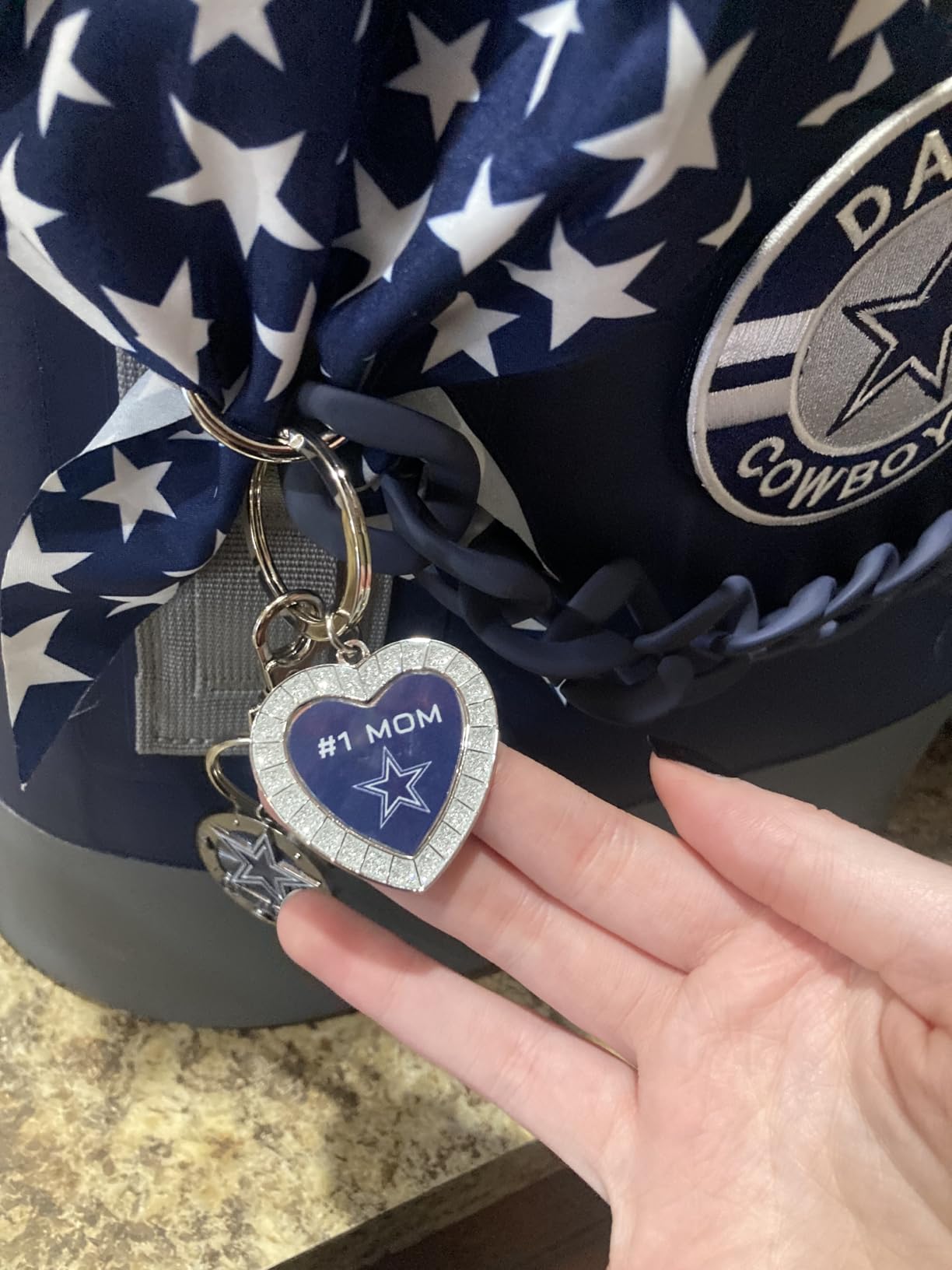 Rico Industries NFL Football Rhinestone Heart Keychain - Great Accessory customer photo 1