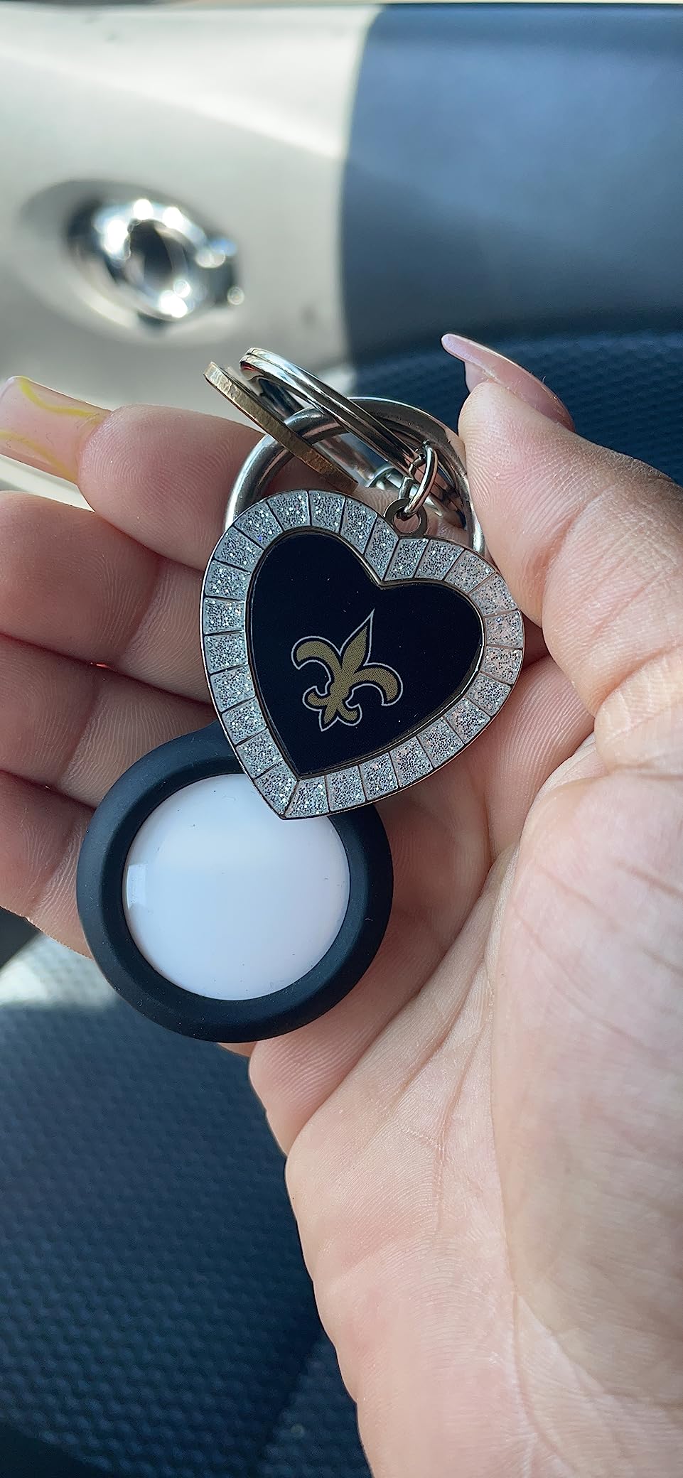 Rico Industries NFL Football Rhinestone Heart Keychain - Great Accessory customer photo 2