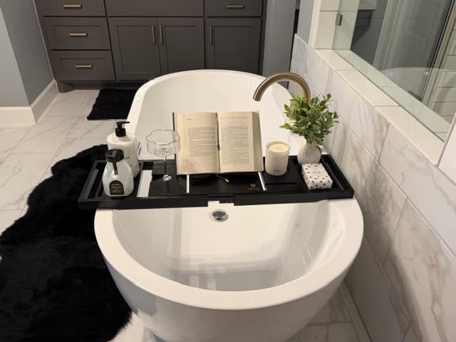 ROYAL CRAFT WOOD Premium Foldable Bathtub Tray Caddy - Wood Bath Tray for Tub, Bamboo Shelf, Expandable Bath Table Trays, Bathtub & Bathroom Accessories for New Home & Mothers, Birthday Gifts for Mom customer photo 2