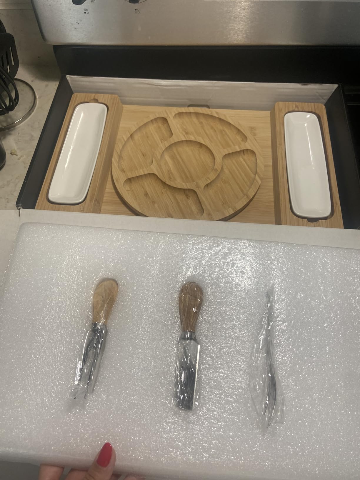 Charcuterie Board Cheese Board Set with Accessories - Bamboo Wooden Serving Tray, Platter - House Warming Gifts New Home, Wedding, Bridal Shower, Anniversary, Housewarming, Birthday Gifts for Women customer photo 2