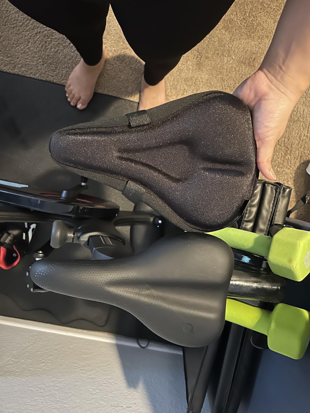Zacro Bike Seat Cushion - Gel Padded Cover for Men Women Comfort, Extra Soft Exercise Bicycle Compatible with Peloton, Stationary or Cruiser Seats customer photo 2