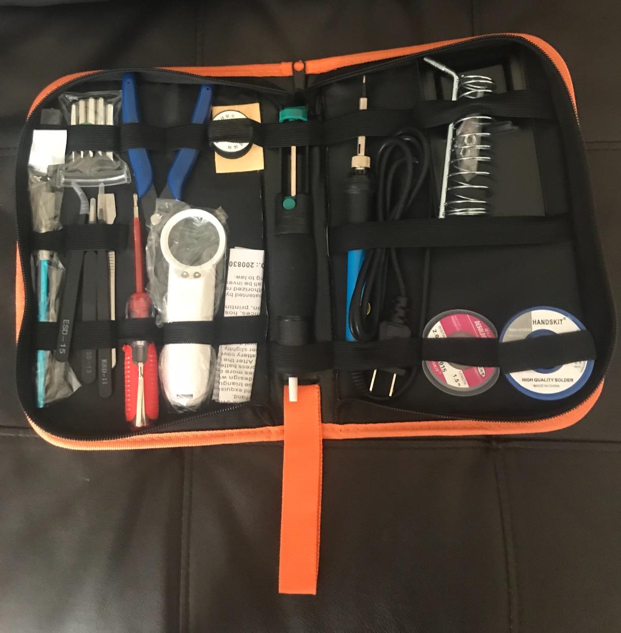 HANDSKIT 90W Soldering Iron Kit for Electronics, Adjustable Temp 180-480℃ | Soldering Gun Kit with 6 Soldering Tips, Soldering Iron Stand, Desoldering Pump, Magnifier, Solder Wire, Tweezers, PU Case customer photo 1