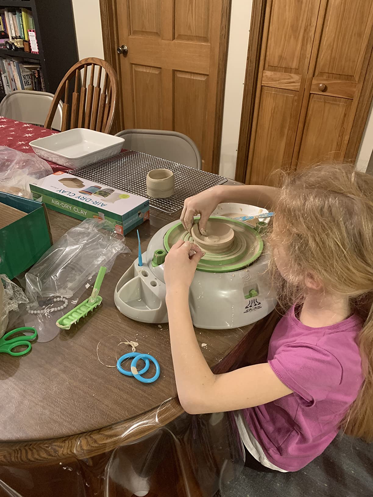 MindWare Pottery Wheel & 7.5 Pounds Air-Dry Clay Pottery Kit – Pottery Wheel for Kids and Beginners – Includes Pottery Wheel & Accessories – Ages 7 and Up customer photo 2