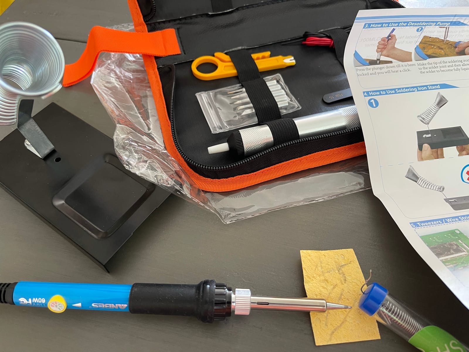 Soldering Iron Kit Electronics,60W Adjustable Temperature Welding pen | Soldering Iron Tips Set,5pcs Soldering Tips,Soldering Paste,Solder Iron Stand,Desoldering Pump for Electronics Repair,DIY,PCB customer photo 1