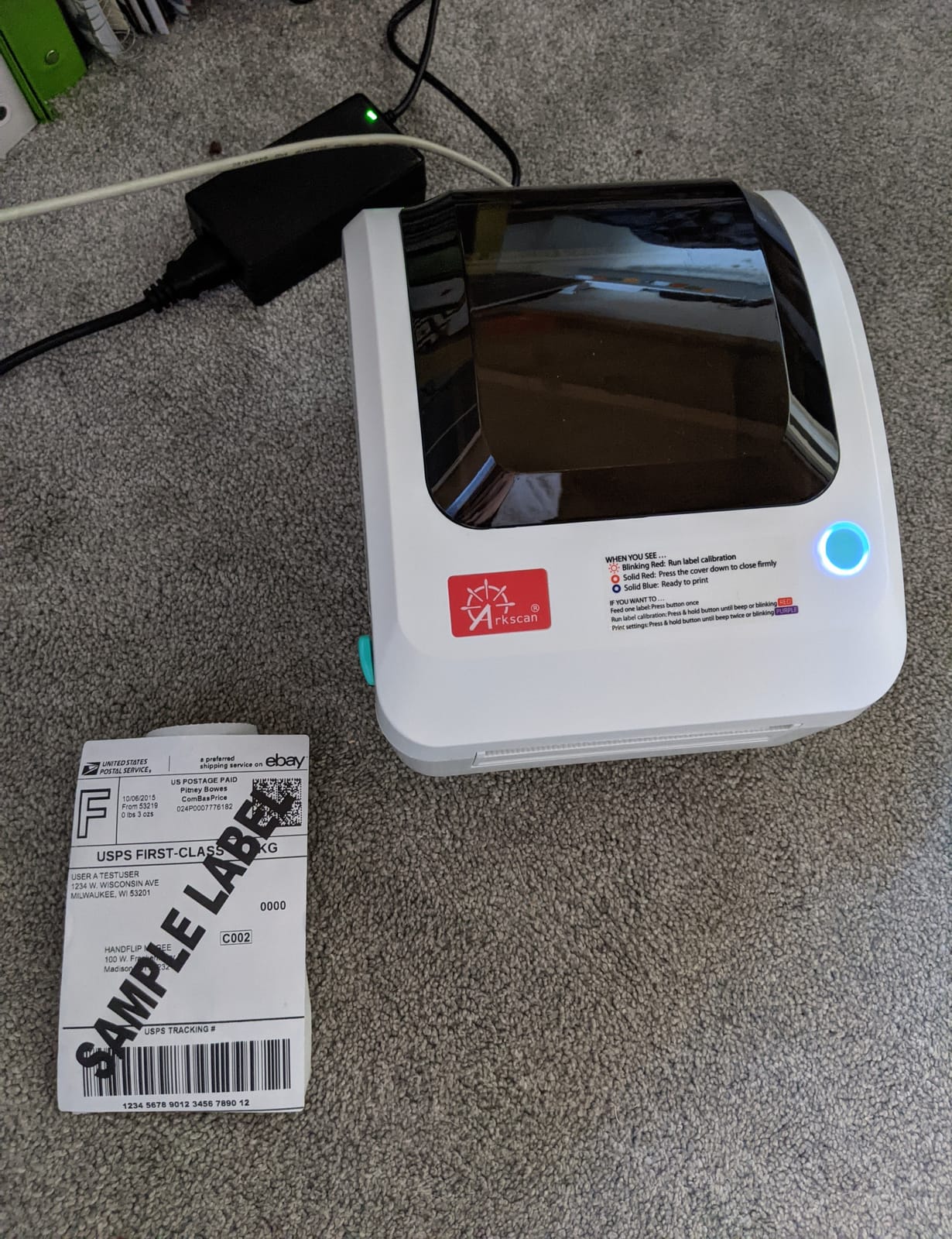 Arkscan 2054A Shipping Label Printer for Windows Mac Chromebook Android, Supports Amazon Ebay Paypal Etsy Shopify ShipStation Stamps UPS USPS FedEx DHL, Roll & Fanfold 4x6 Direct Thermal Label customer photo 2