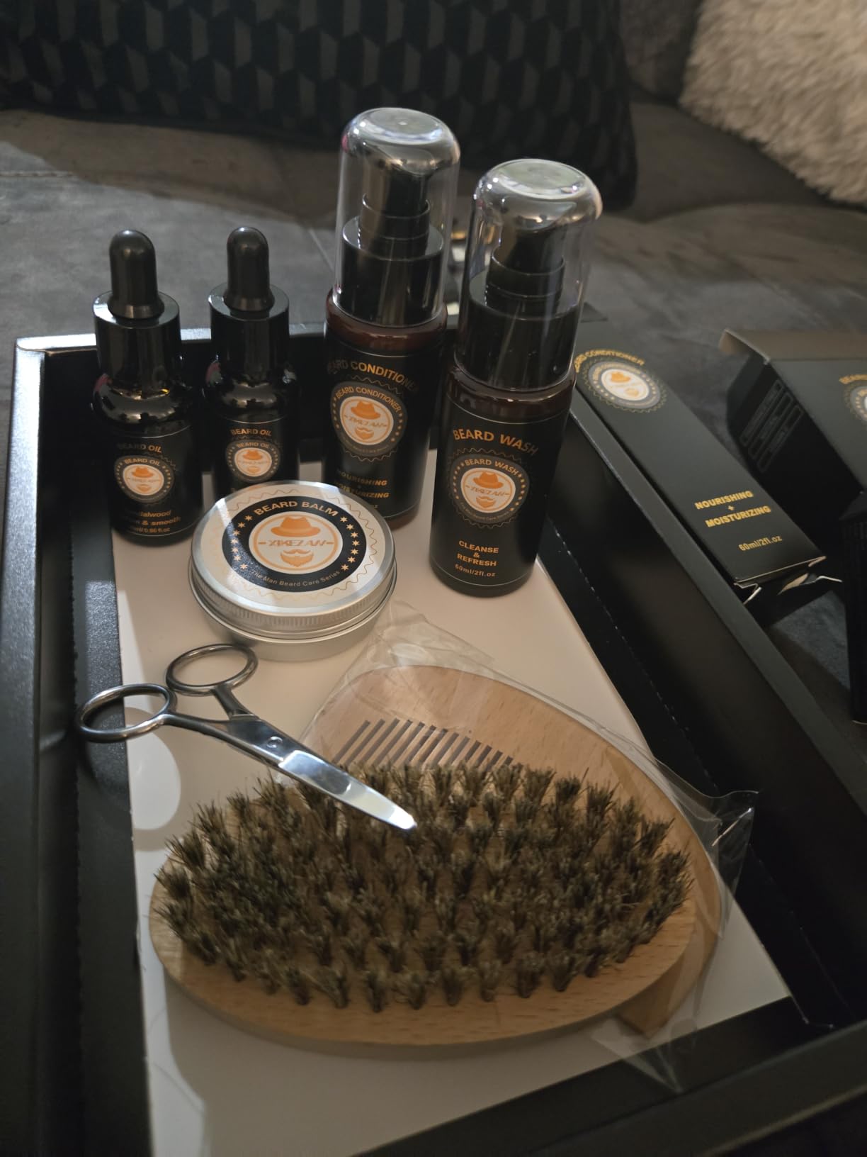 XIKEZAN Beard Kit Gifts for Men Beard Grooming/Care-Soften,Soothe Mustache customer photo 1