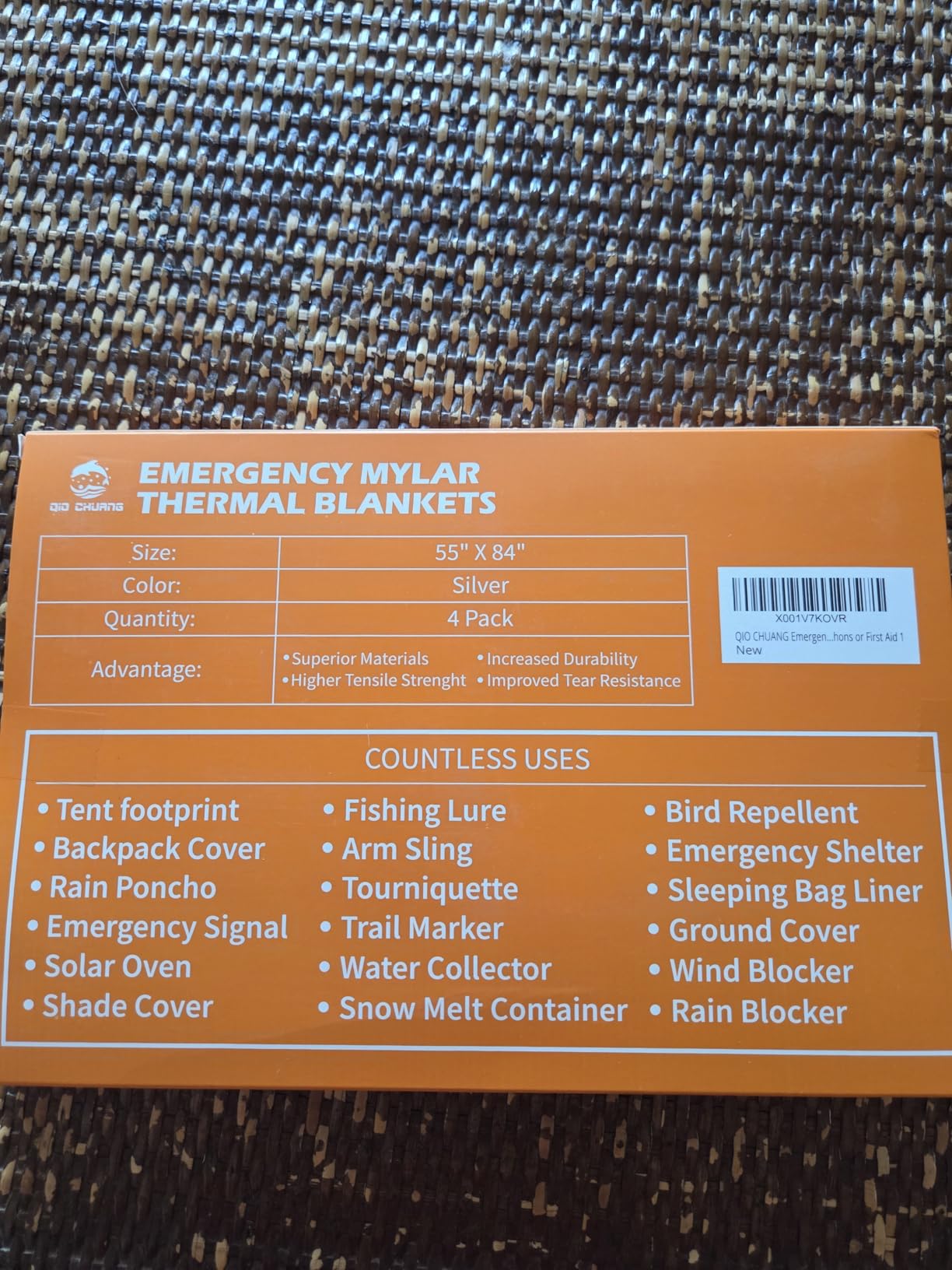QIO CHUANG Emergency Mylar Thermal Blankets 4 Packs Survival Kit 84''x55'' customer photo 1