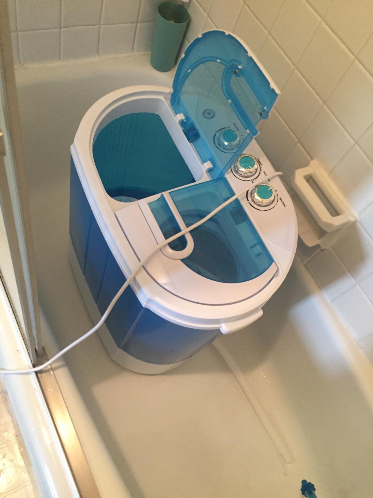 SUPER DEAL Small Portable Washing Machine 9.9lb Mini Compact Washer Twin Tub Laundry Machine Top Load Spinning and Washing Combo 6.57 FT Inlet Gravity Drain Hose customer photo 1