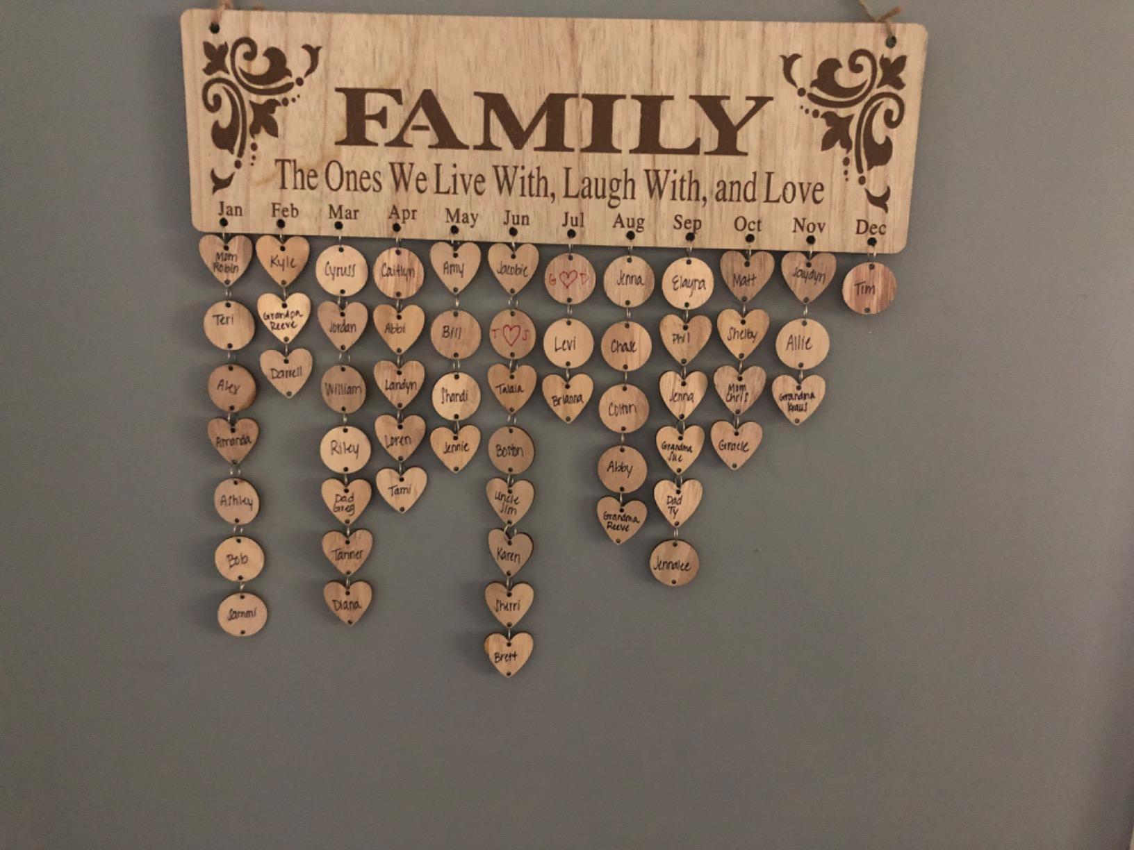 Family Birthday Reminder Calendar Board with 100 Tags, Model JL01 customer photo 1