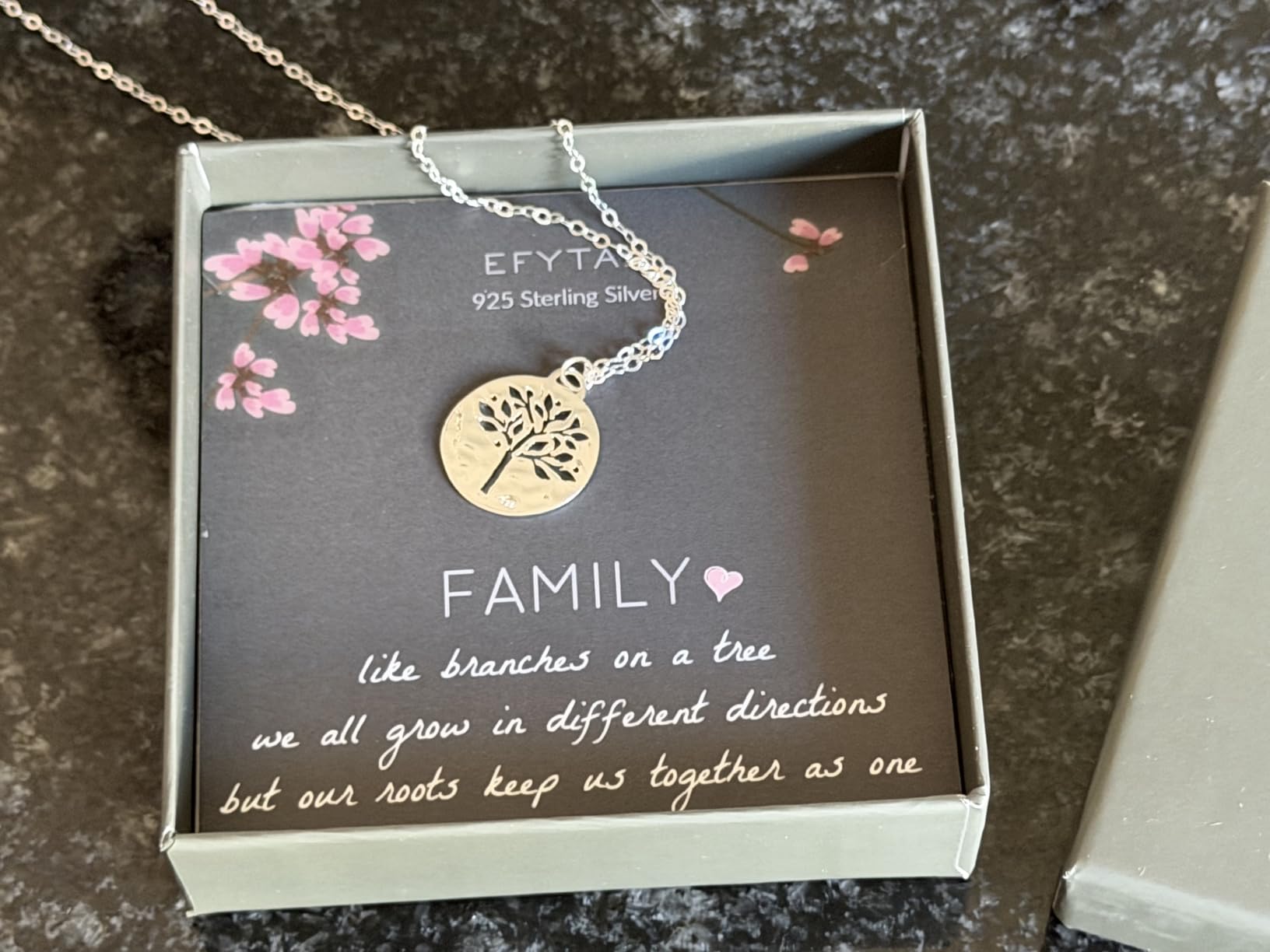 EFYTAL Grandma Gifts, 925 Sterling Silver Family Tree of Life Necklace for Women, Mothers Day Gifts for Grandmother customer photo 2