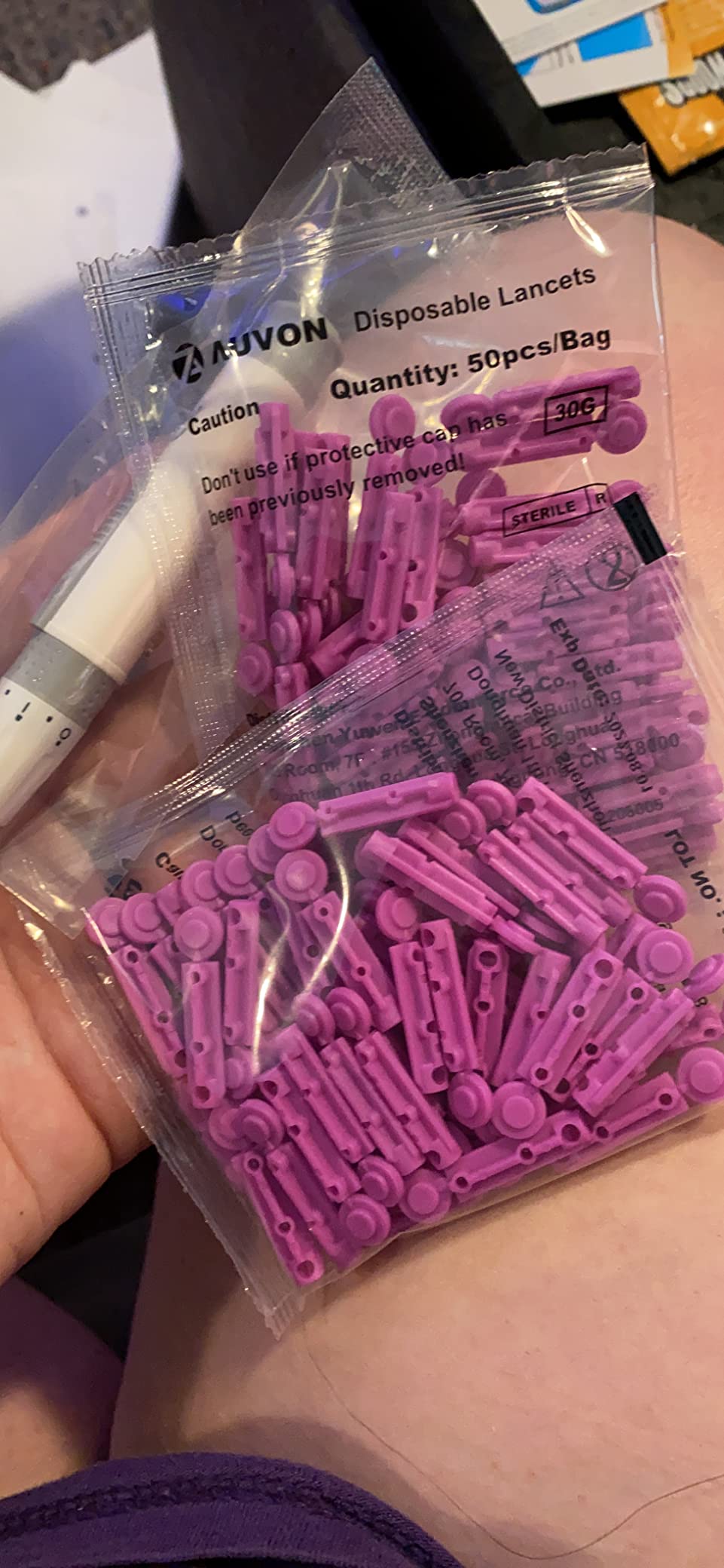 AUVON Lancing Device for Diabetes Testing with 100 Pack Lancets, 30 Gauge customer photo 2