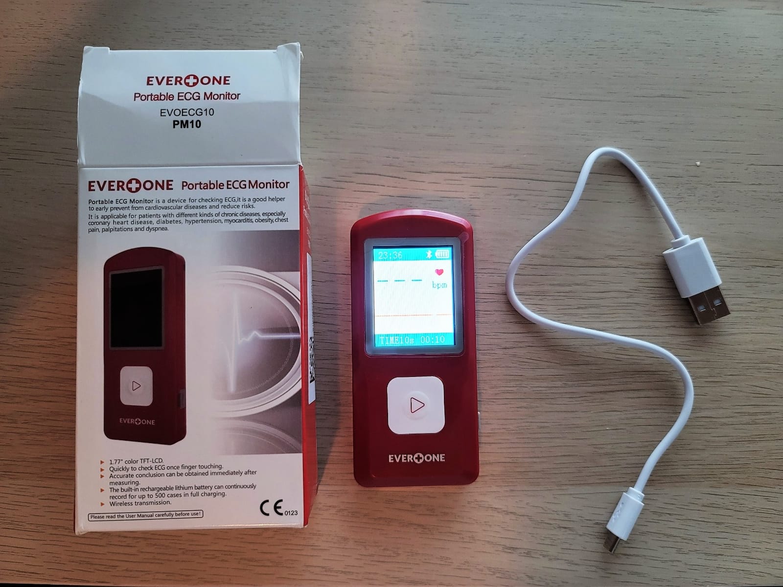 EverOne - EVOPM10 Portable Bluetooth ECG/EKG Monitor, Compatible with iOS/Android, Windows 7/8/10, Track Heart Rate & Heart Rhythm Performance, App Included customer photo 2