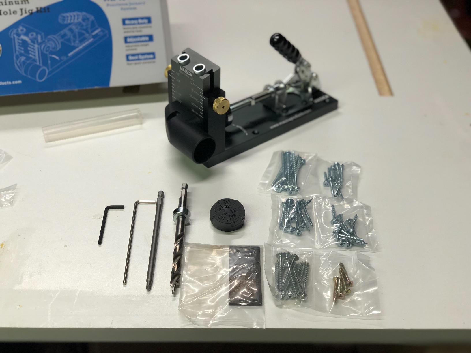 Massca Pocket Hole Jig Kit M1 - Adjustable & Easy to Use Pocket Screw Jig - Heavy Duty Drill Jig for Angled Holes with Drill Bit, Pocket Self Tapping Screws &Driver Bit, customer photo 1